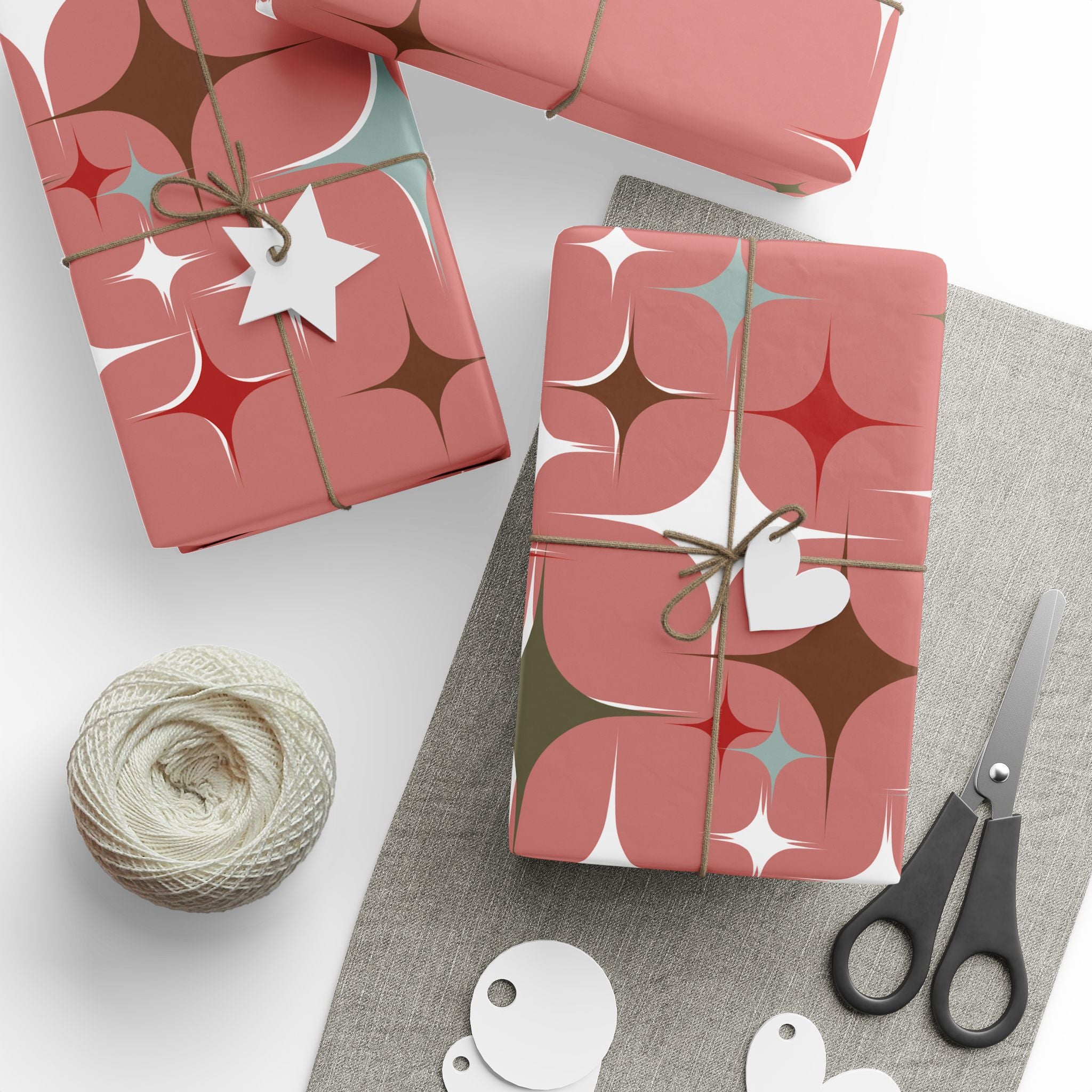 Holiday Gift Wrap:  Vintage Stars on Pink