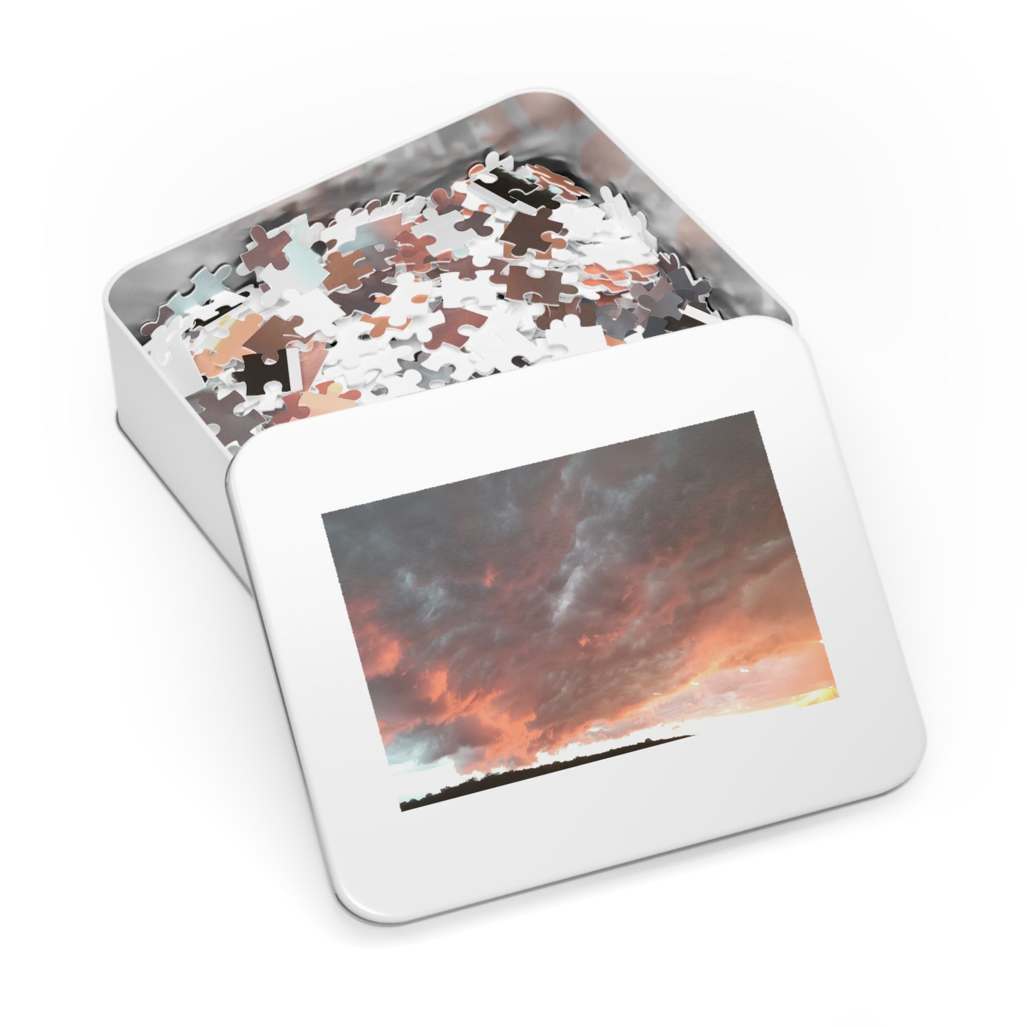 Jigsaw Puzzle with Tin:  Clouds are Coming