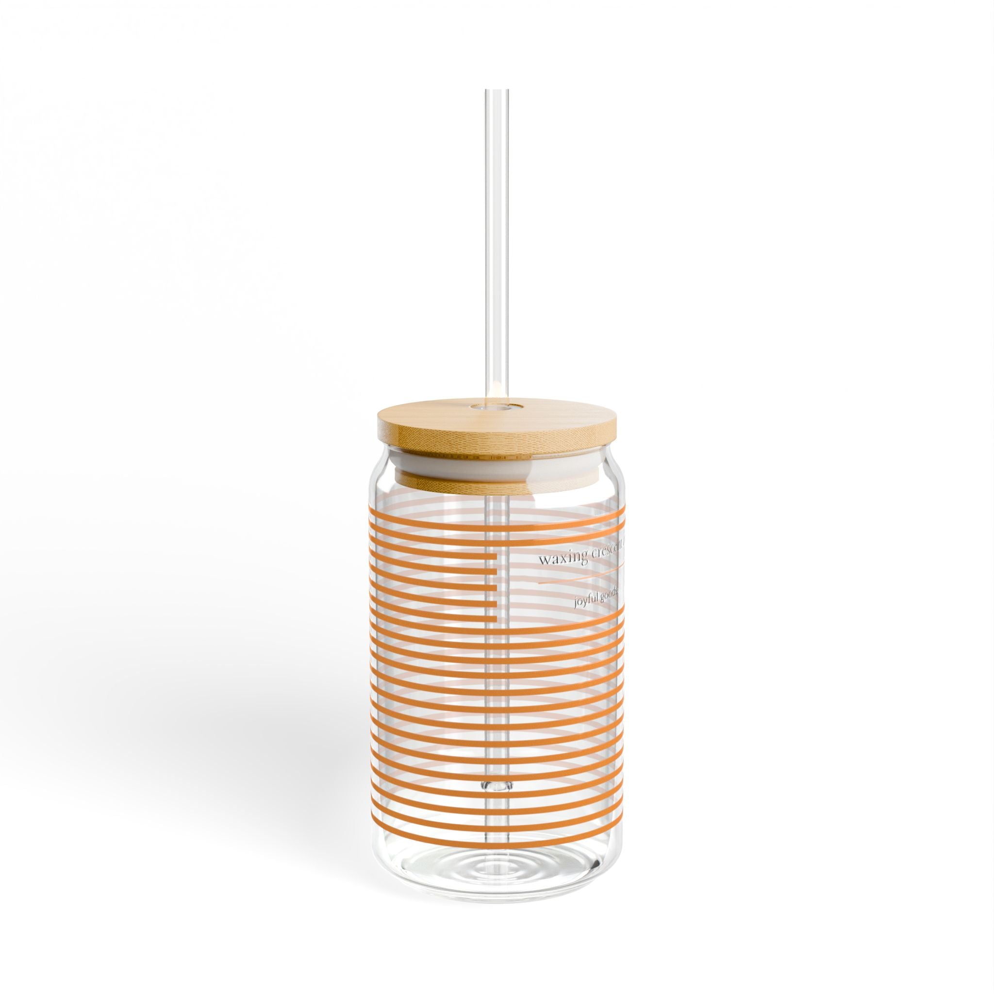 16oz Sipper Glass with Bamboo Lid & Straw [orangecream stripe]
