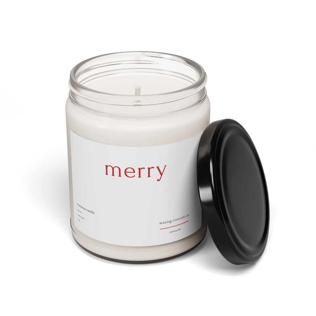 Holiday 'Merry' Soy Jar Candle:  Cinnamon Vanilla Scented