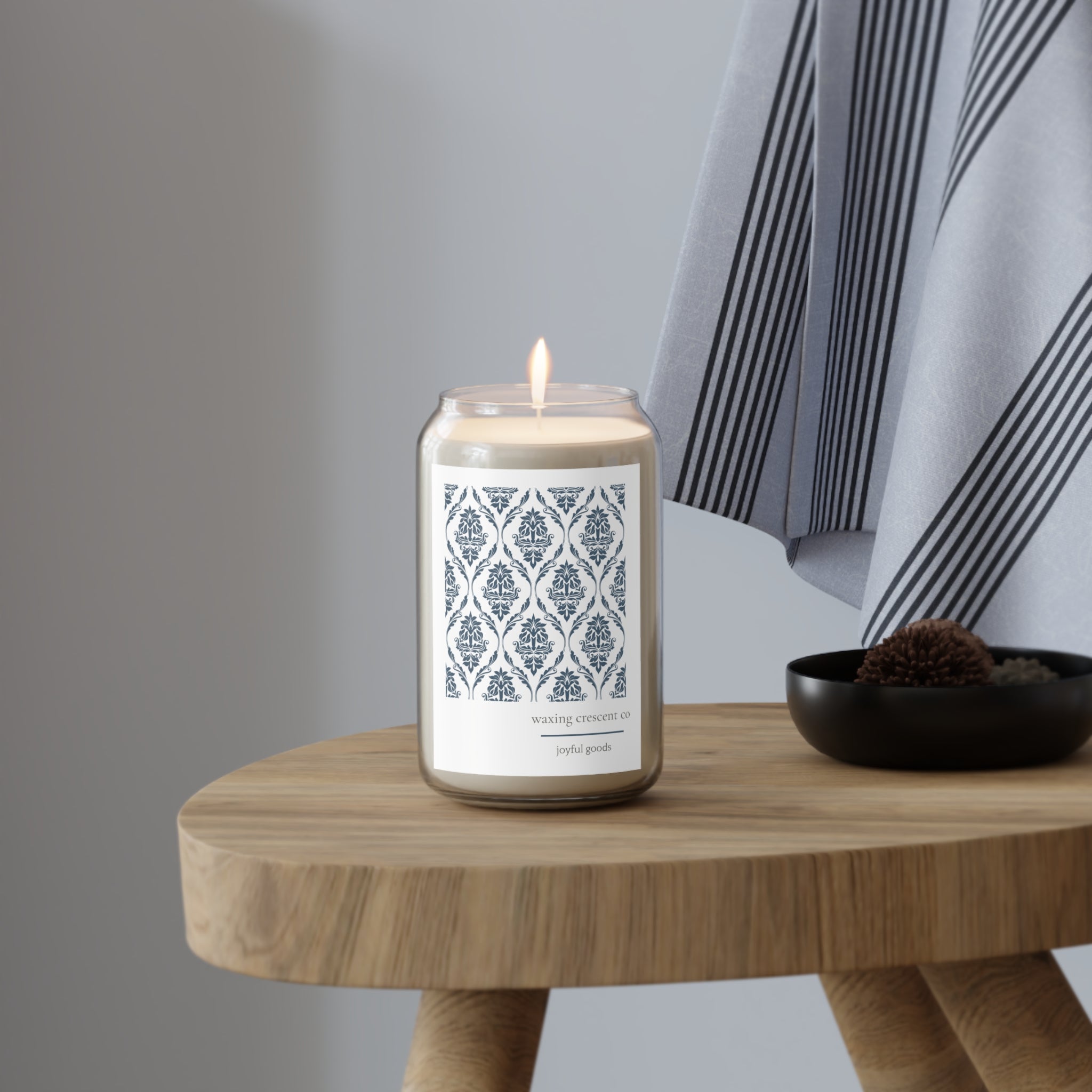 Aromatherapy Jar Candle:  Neighbor Mom's Dining Room Wallpaper in Fancy Blue