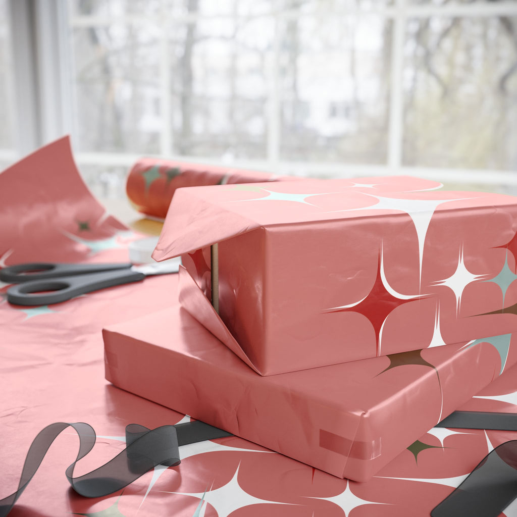 Holiday Gift Wrap:  Vintage Stars on Pink