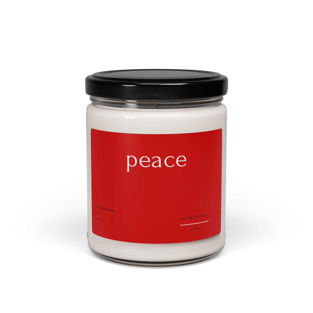 Holiday 'Peace' Soy Jar Candle:  Christmas Warmth Scented
