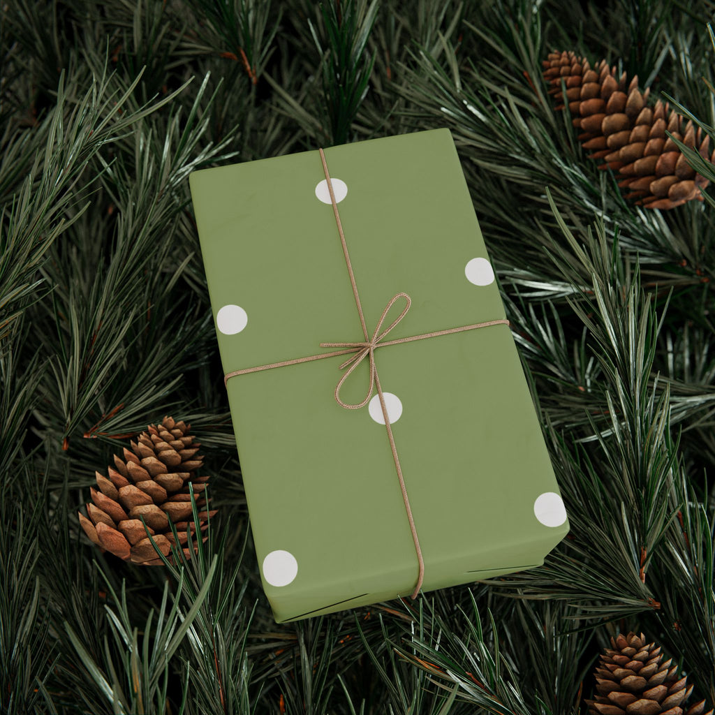 Holiday Gift Wrap:  Holly, Jolly Green Dot