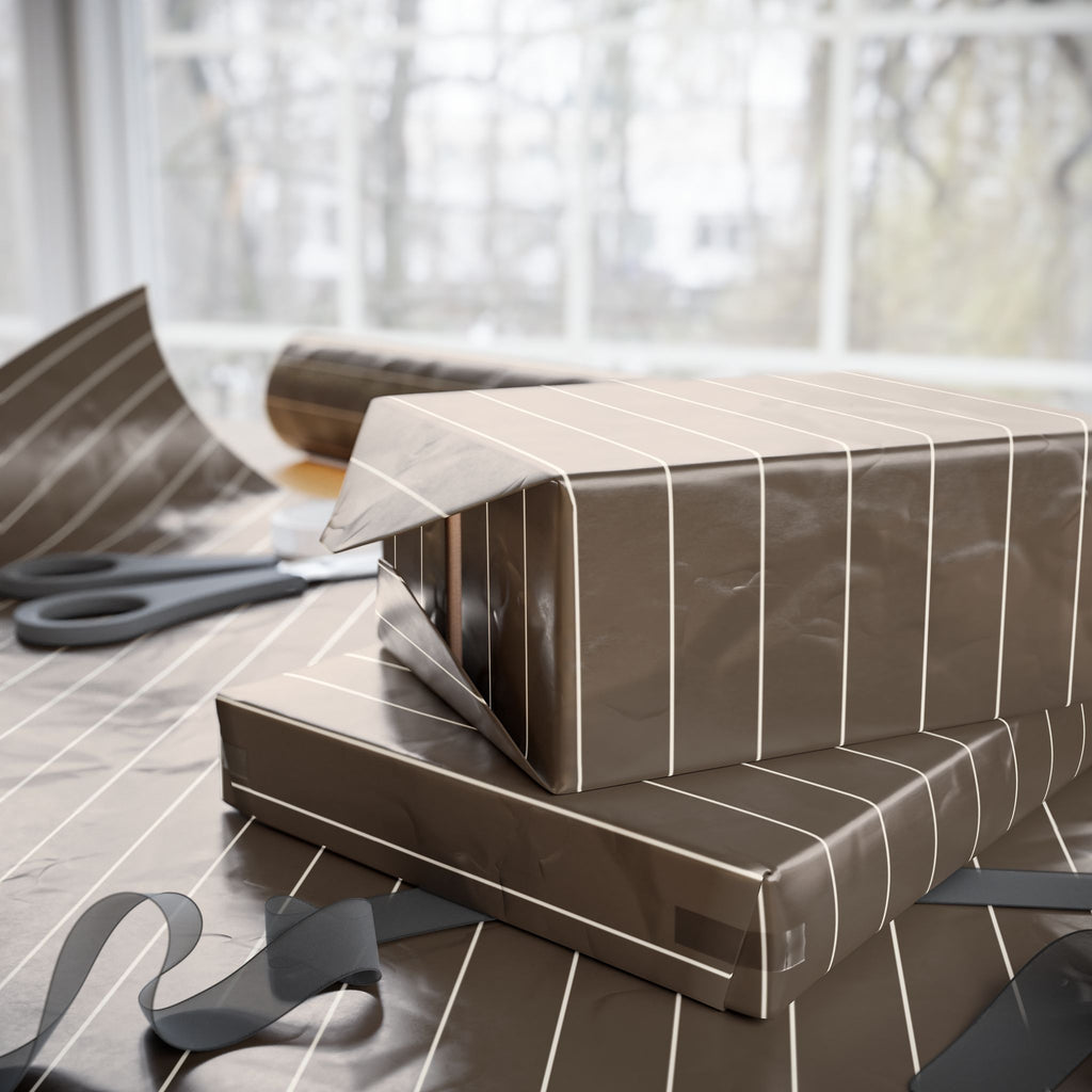 All Occasion Gift Wrap: Mocha and Creme Stripe