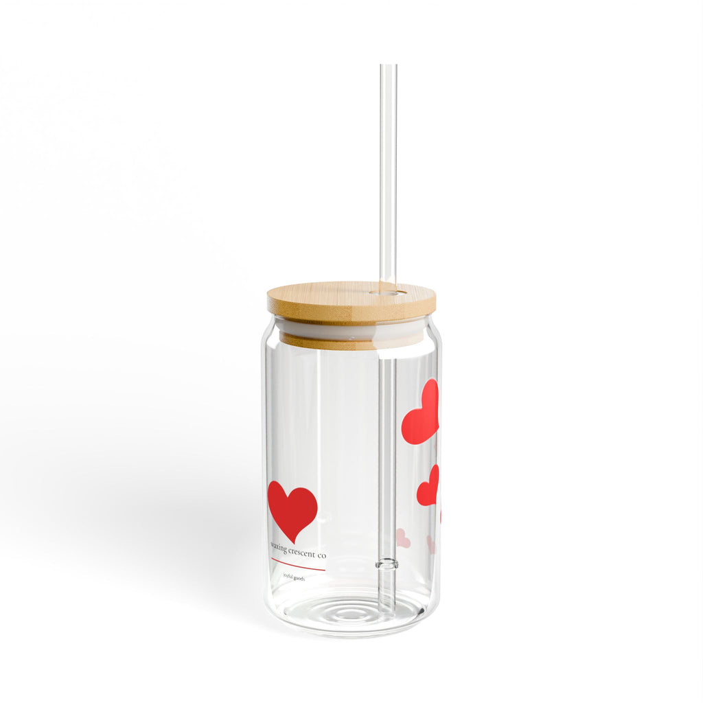 16oz Sipper Glass with Bamboo Lid & Straw [lovey hearts]