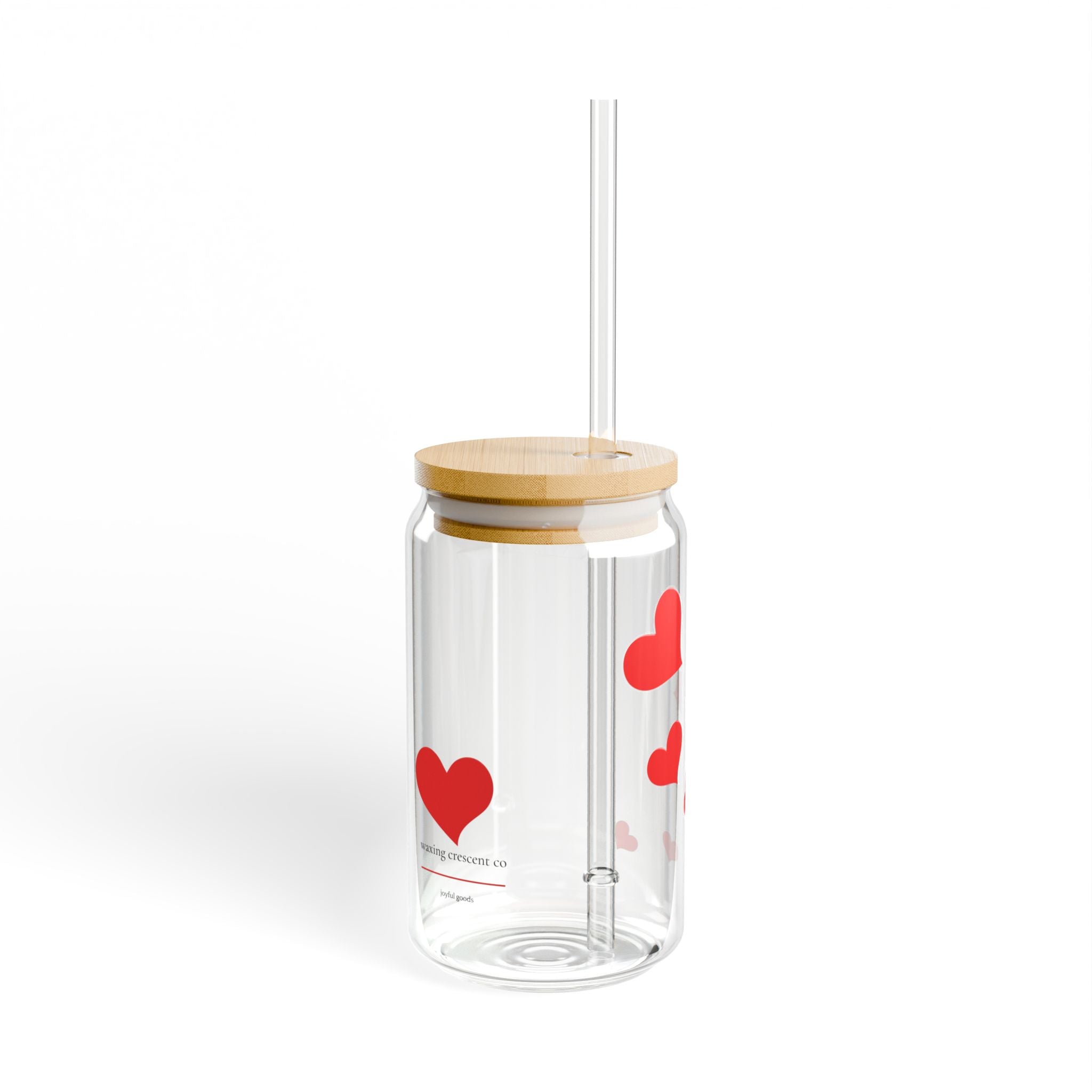 16oz Sipper Glass with Bamboo Lid & Straw [lovey hearts]