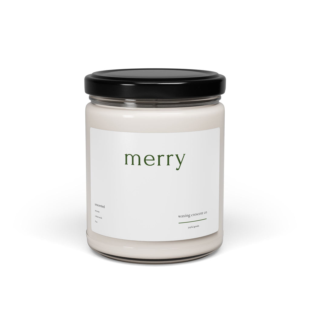 Holiday 'Merry' Soy Jar Candle:  Unscented