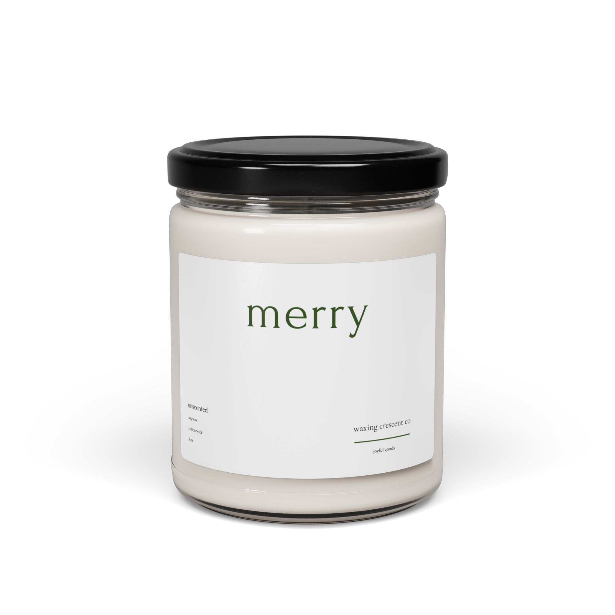 Holiday 'Merry' Soy Jar Candle:  Unscented