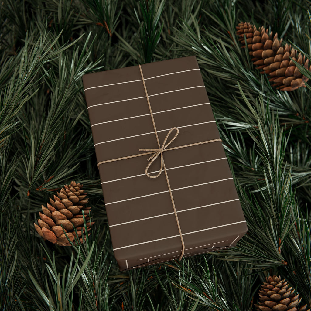 Holiday Gift Wrap:  Angels On High Stripe Mocha and Creme