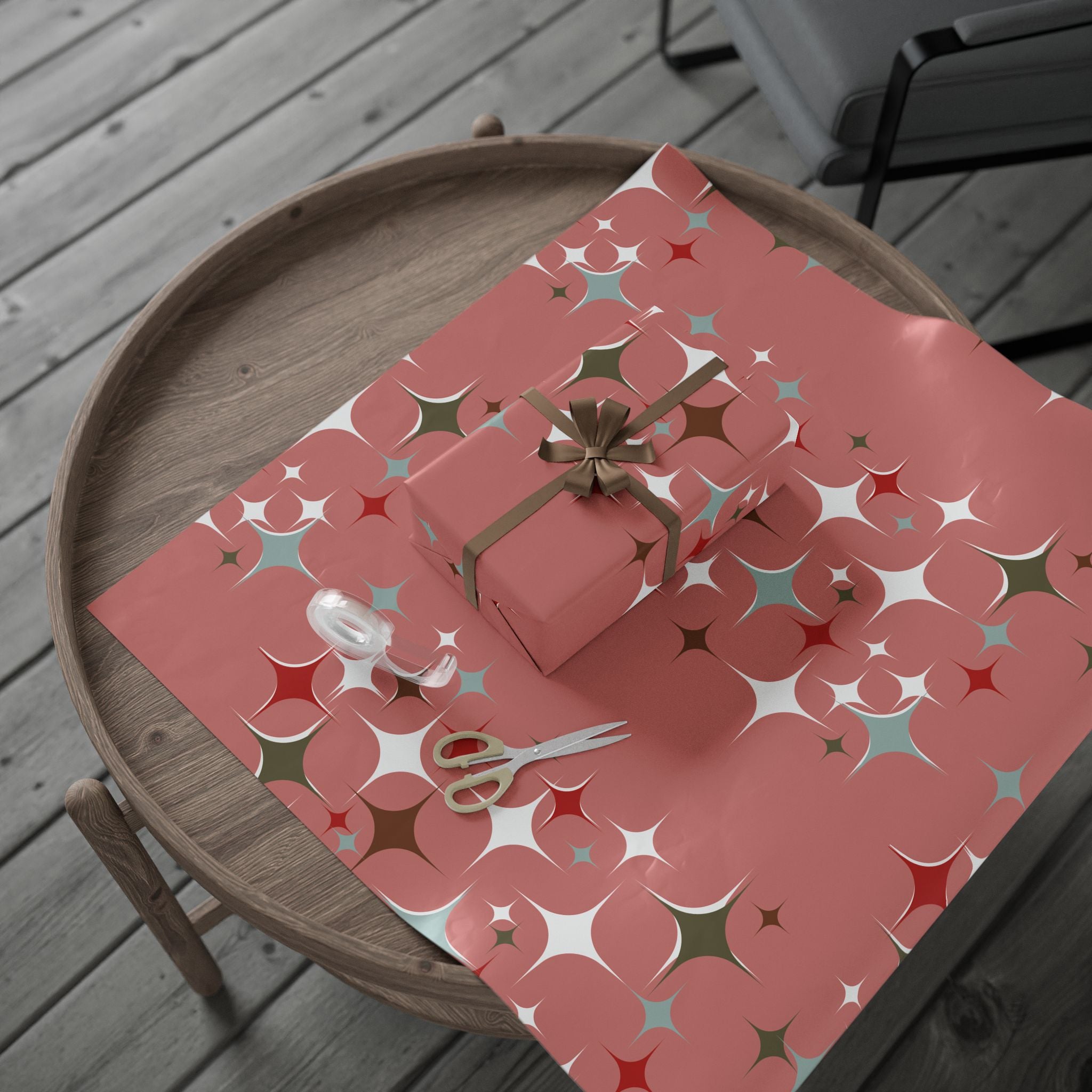 Holiday Gift Wrap:  Vintage Stars on Pink