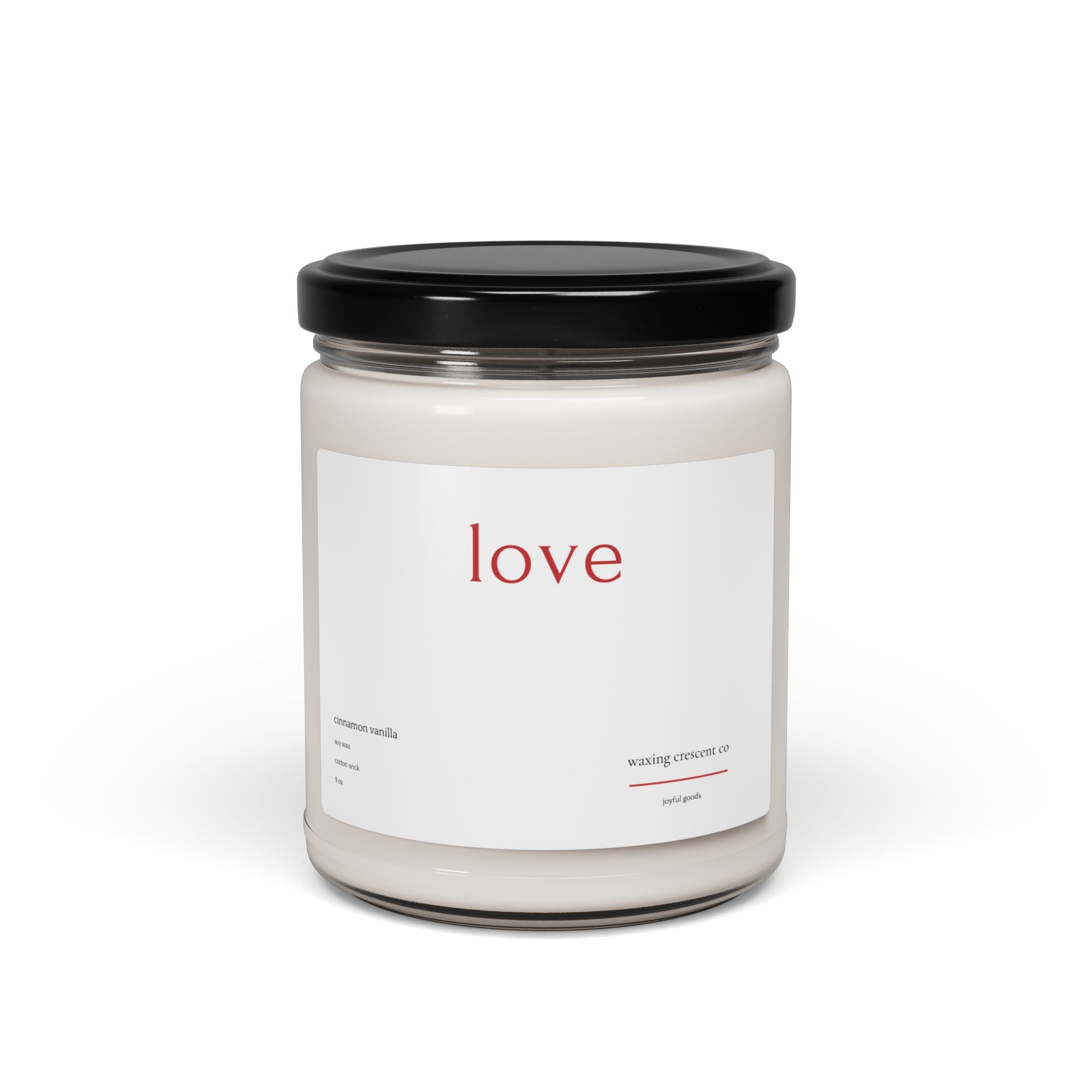 Holiday 'Love' Soy Jar Candle:  Cinnamon Vanilla Scented