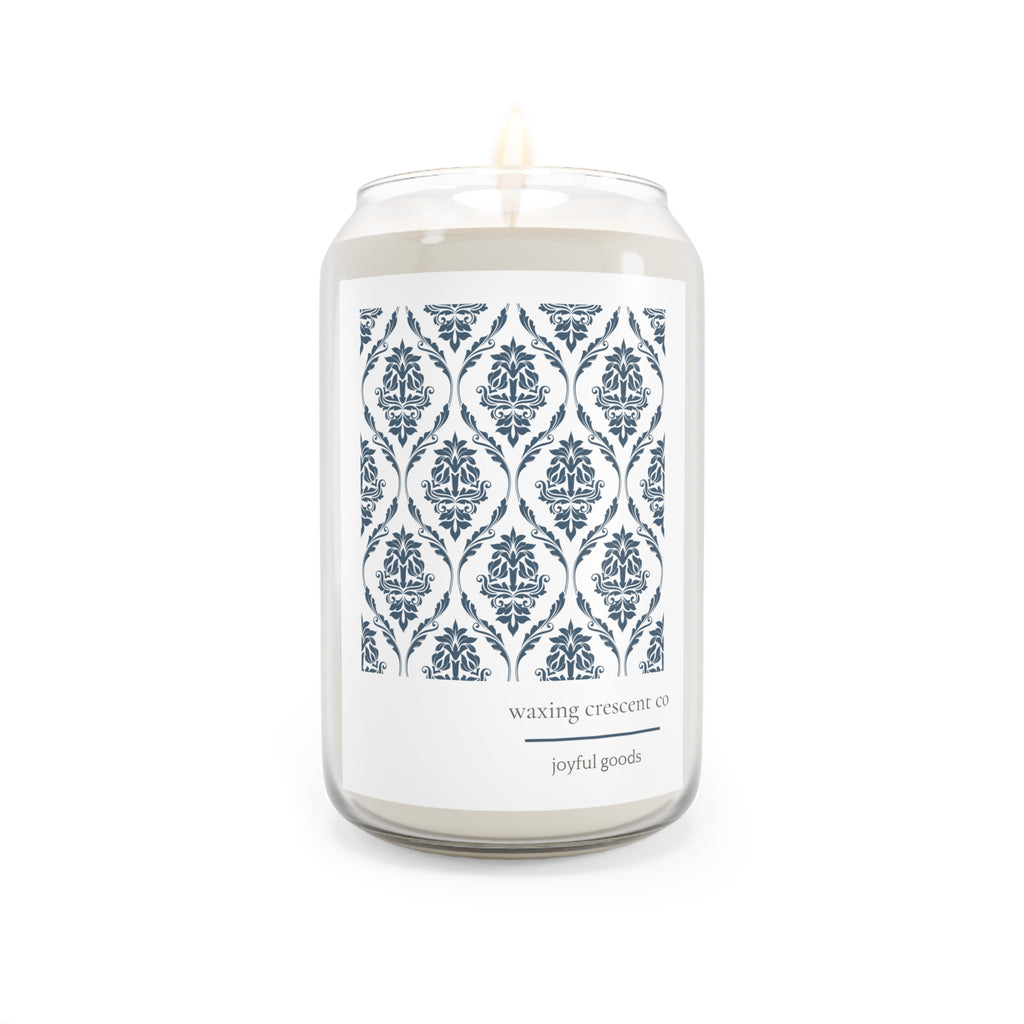 Aromatherapy Jar Candle:  Neighbor Mom's Dining Room Wallpaper in Fancy Blue