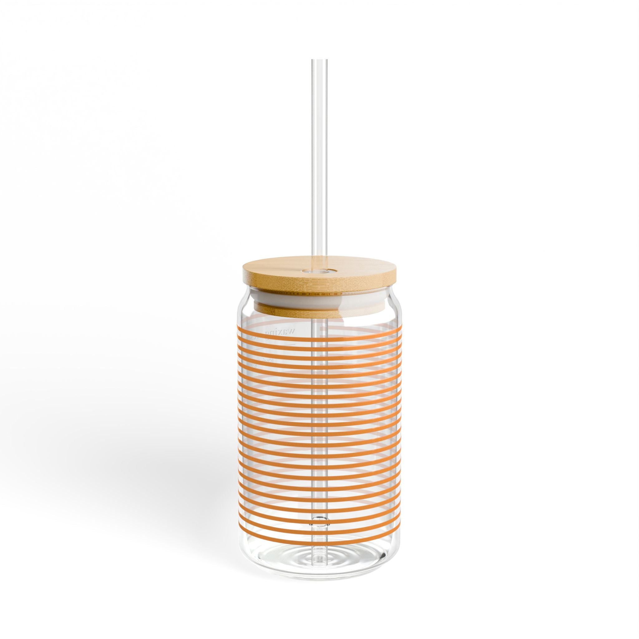 16oz Sipper Glass with Bamboo Lid & Straw [orangecream stripe]