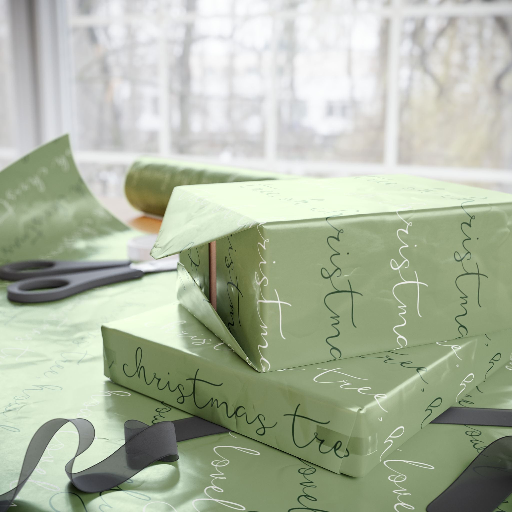 Holiday Gift Wrap:  Oh Christmas Tree Green