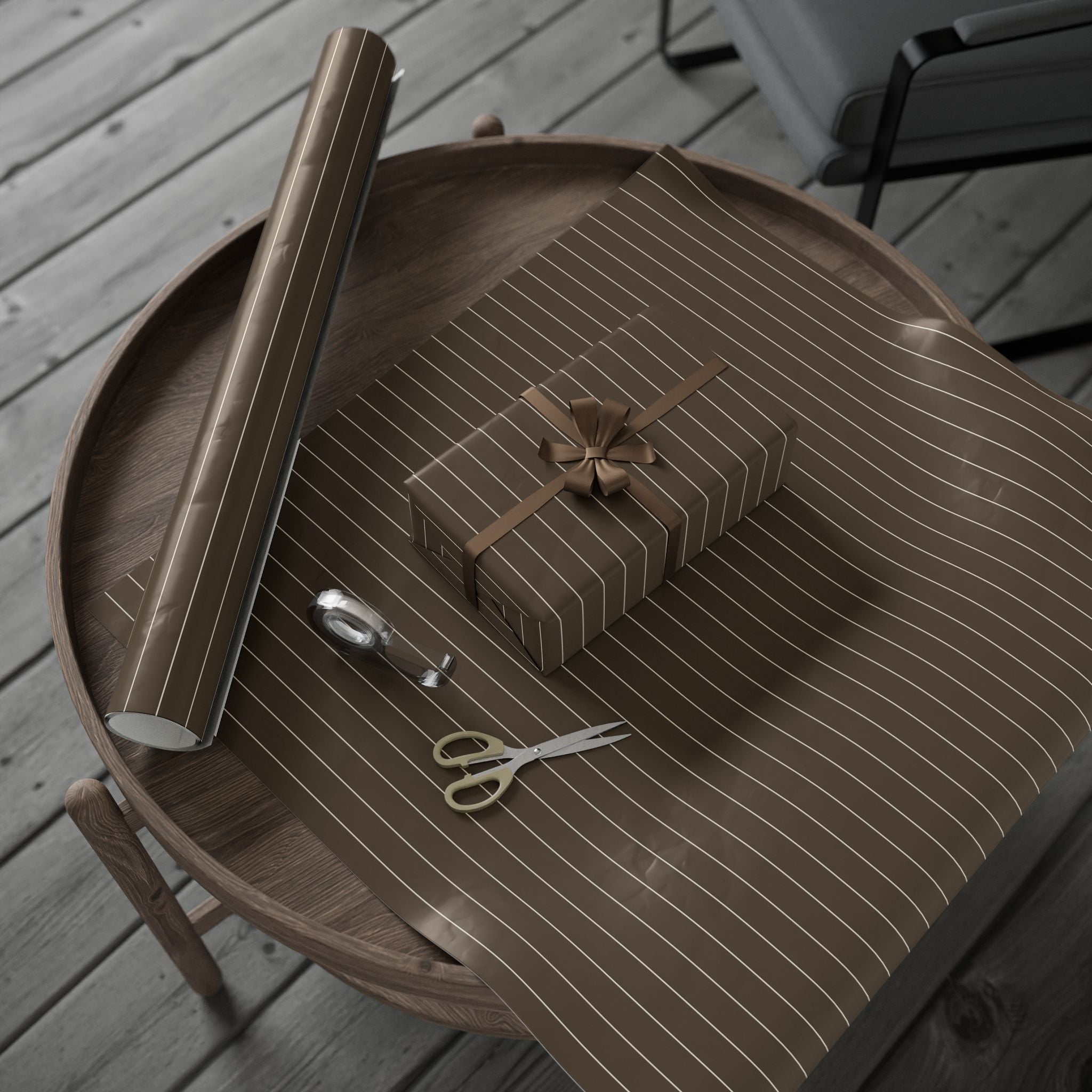 All Occasion Gift Wrap: Mocha and Creme Stripe