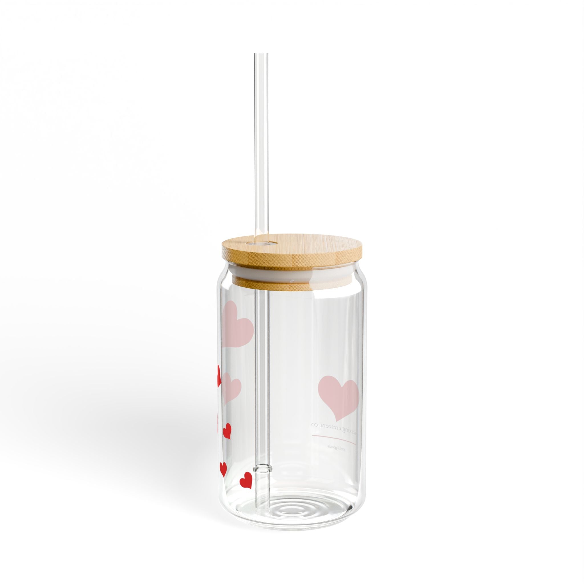 16oz Sipper Glass with Bamboo Lid & Straw [lovey hearts]