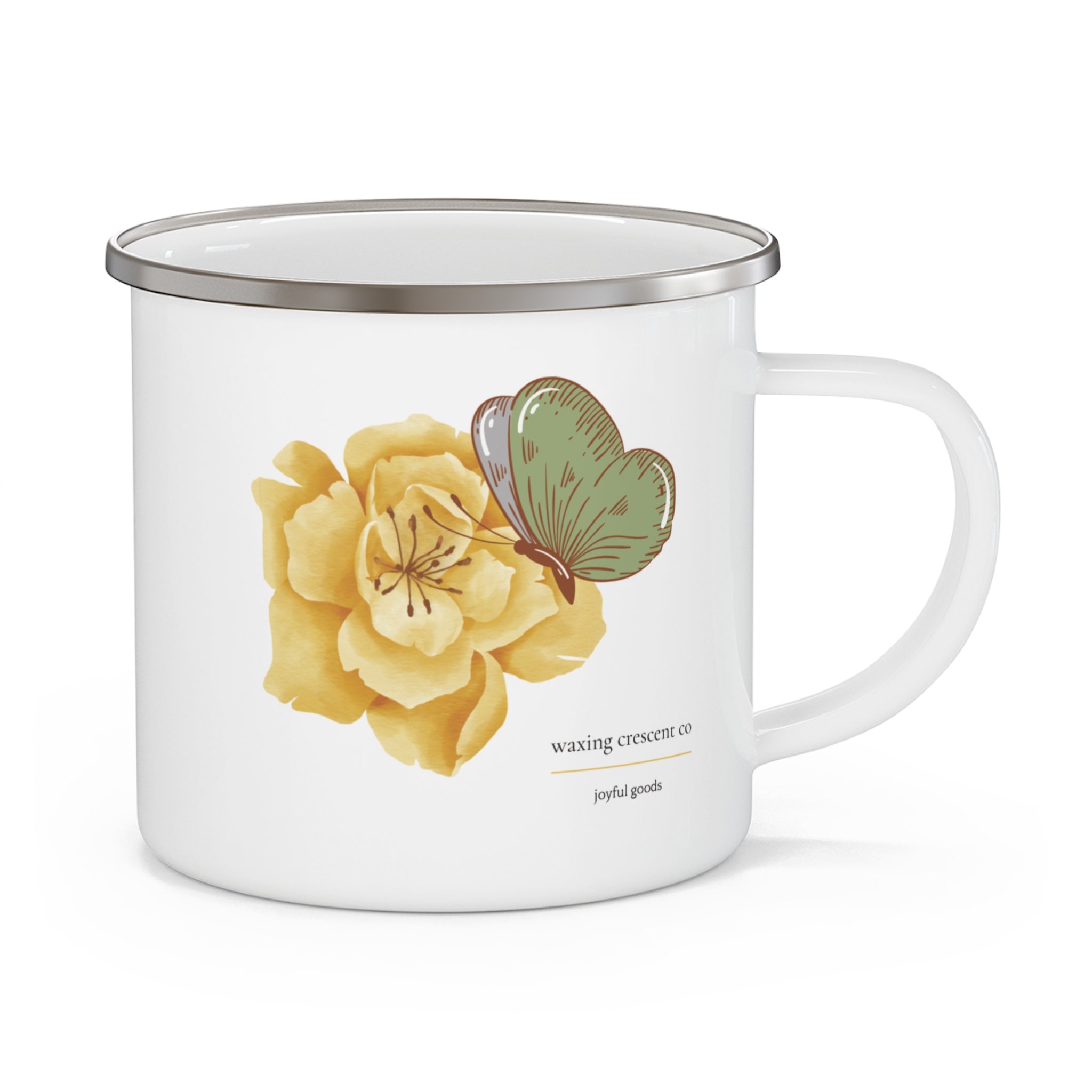 Butterfly and Flower Enamel Mug — Limited Edition
