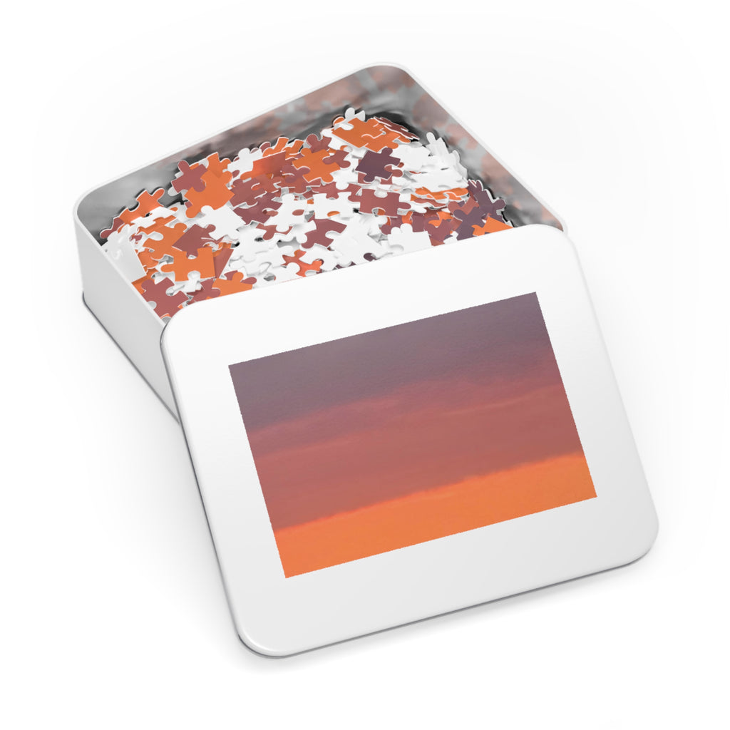 Jigsaw Puzzle with Tin:  Warm Sunset