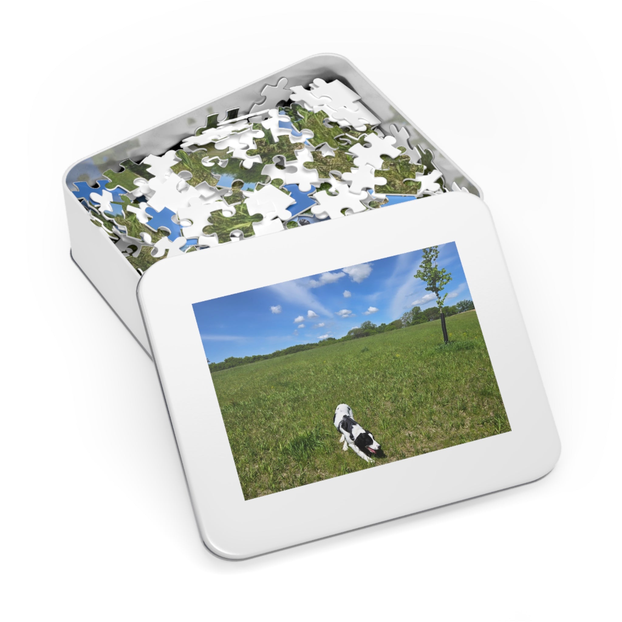 Jigsaw Puzzle with Tin:  Racing the Clouds