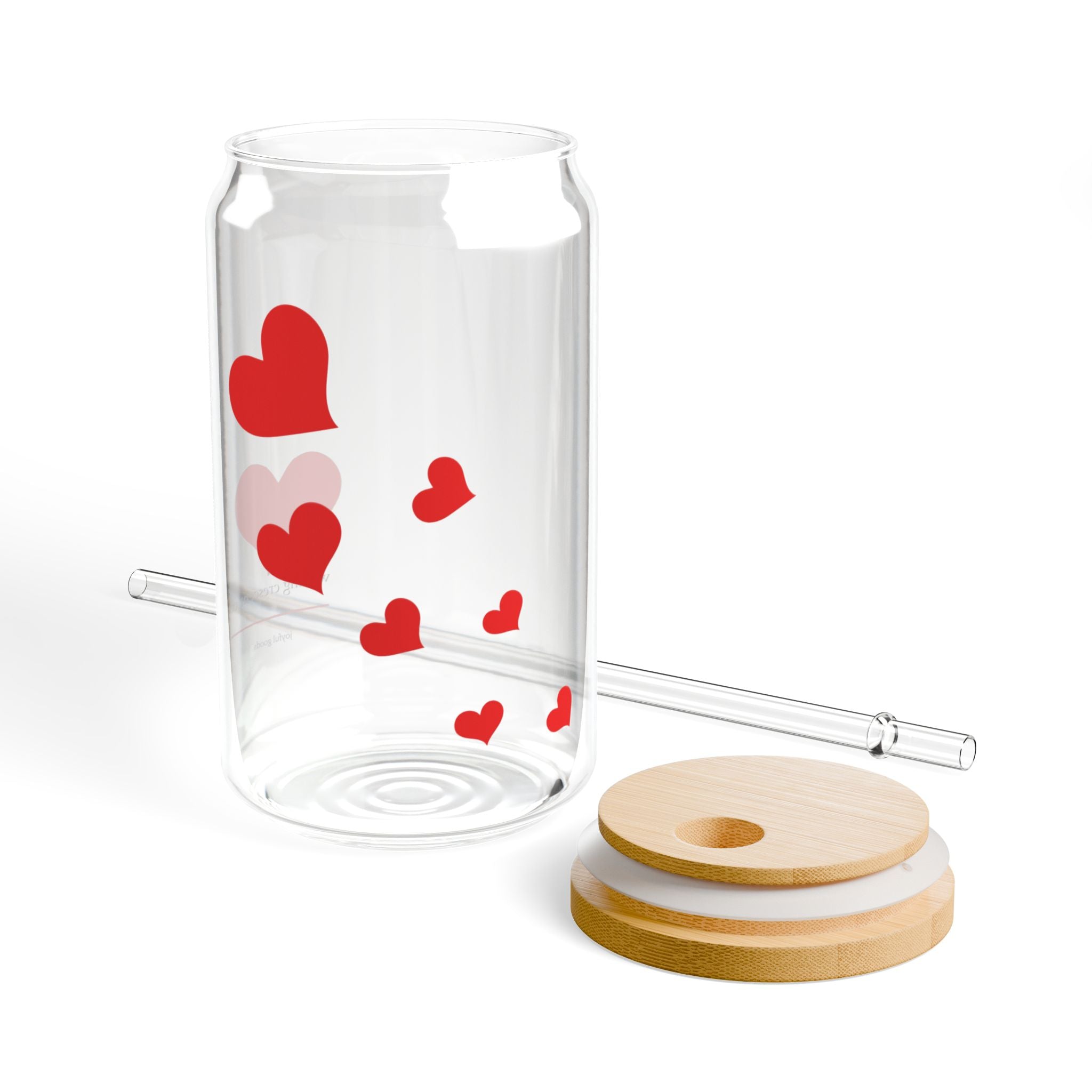 16oz Sipper Glass with Bamboo Lid & Straw [lovey hearts]