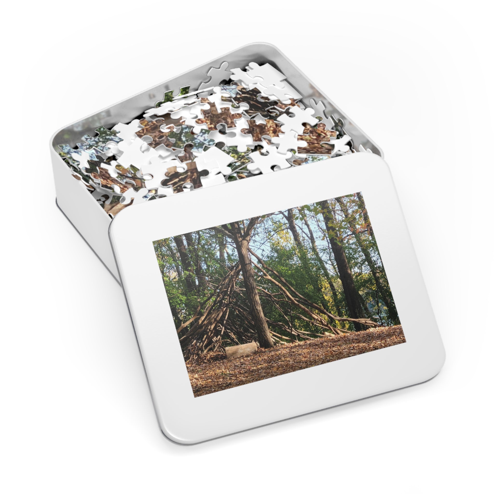 Jigsaw Puzzle with Tin:  Refuge off the Path