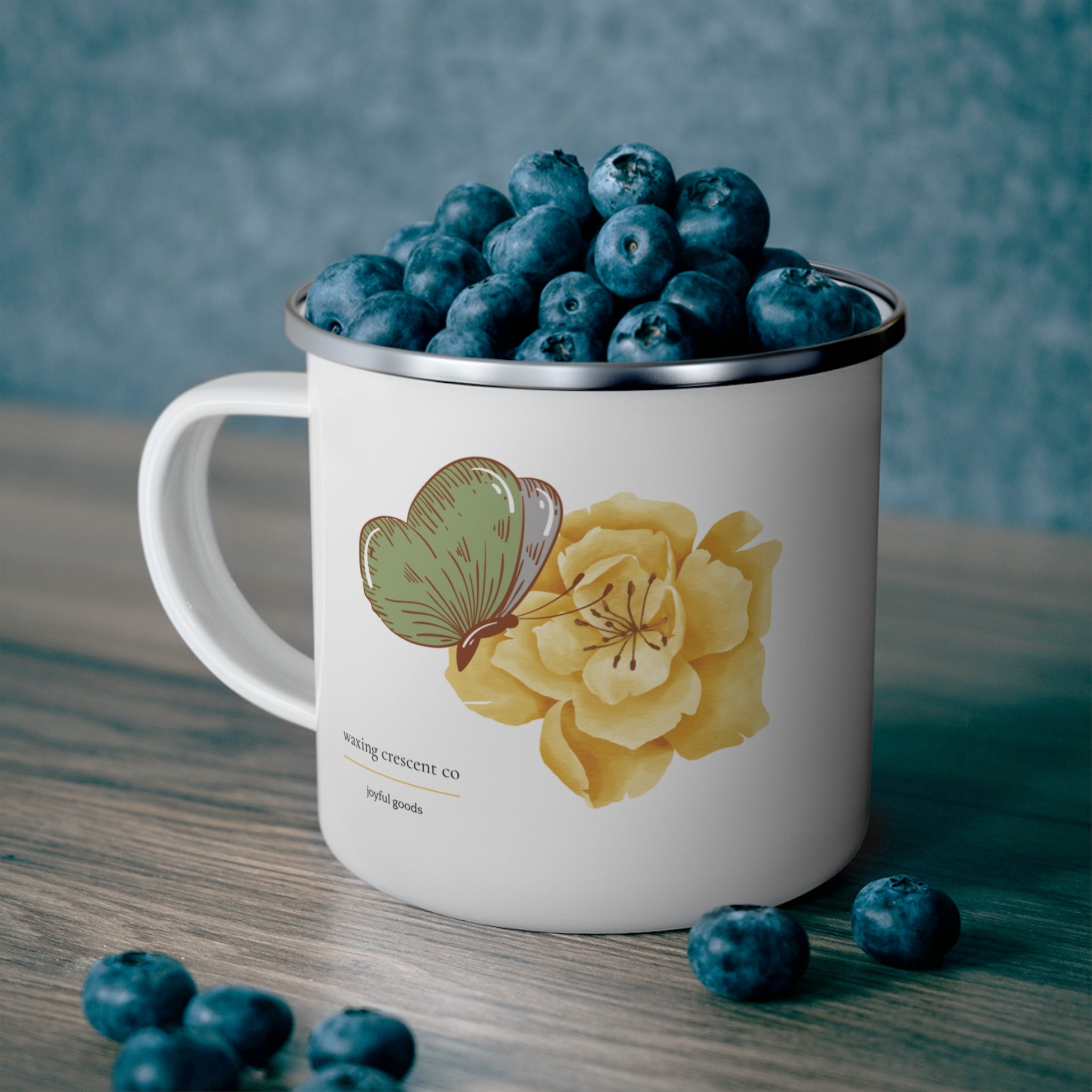 Butterfly and Flower Enamel Mug — Limited Edition