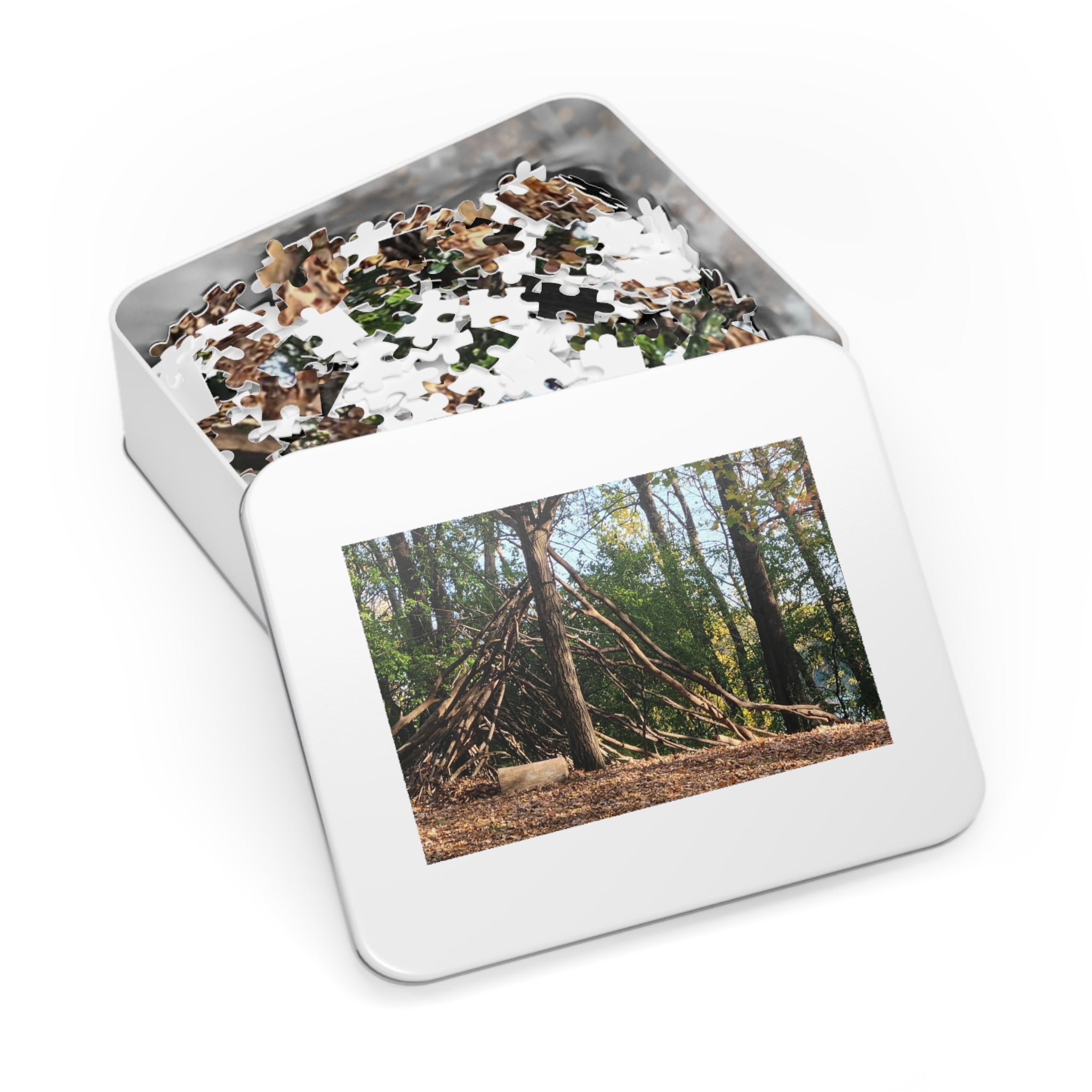 Jigsaw Puzzle with Tin:  Refuge off the Path