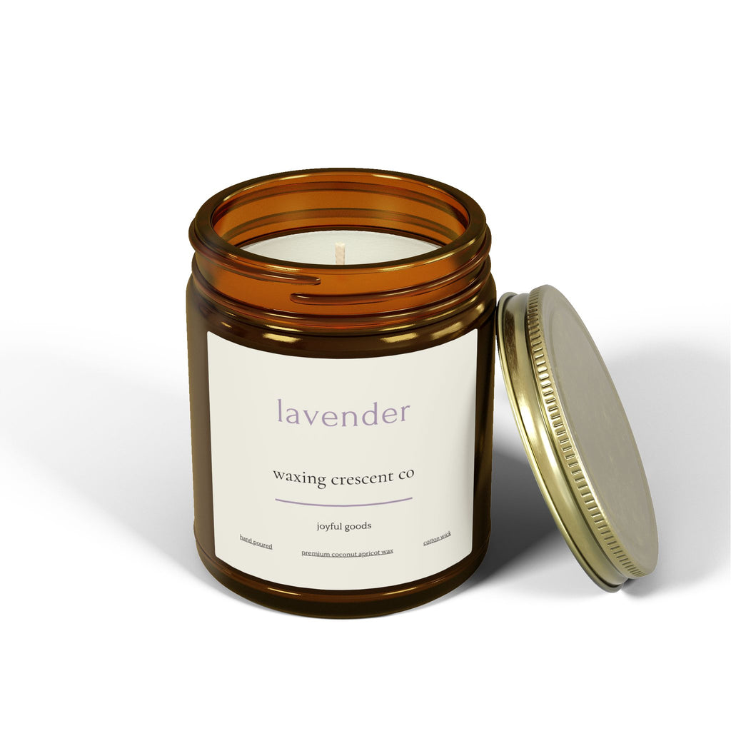 Premium Jarred Candle:  Lavender Scented Amber Jar