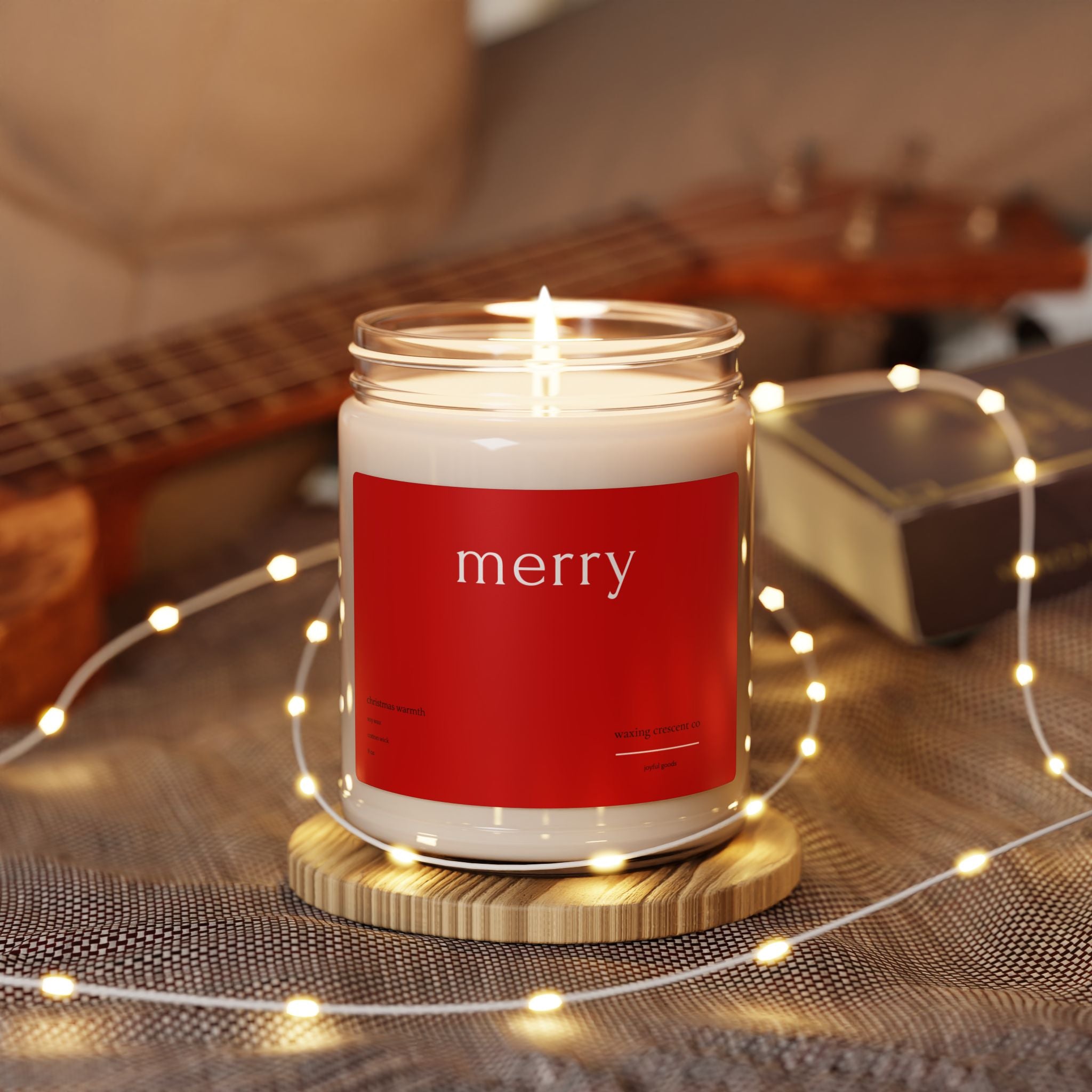 Holiday 'Merry' Soy Jar Candle:  Christmas Warmth Scented