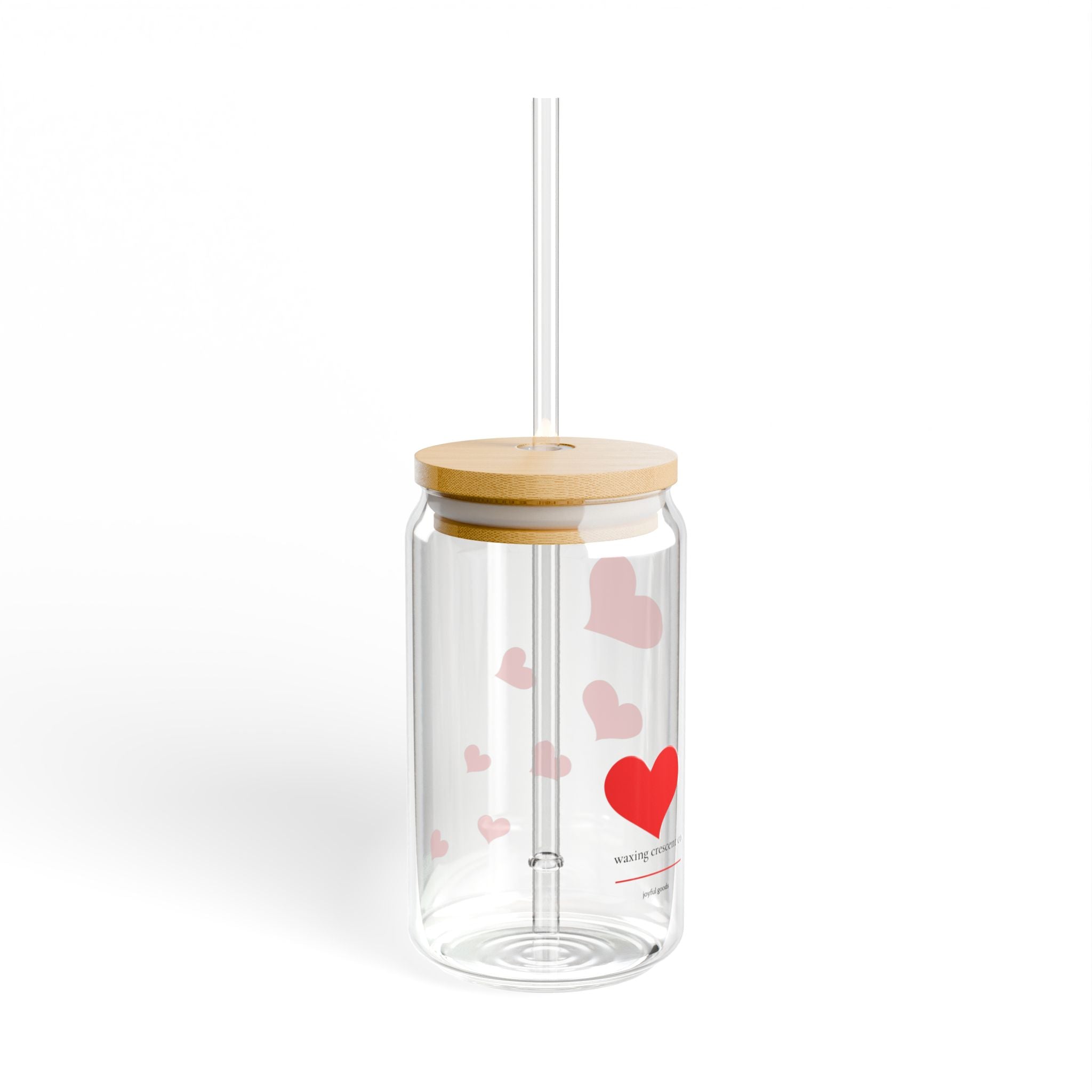 16oz Sipper Glass with Bamboo Lid & Straw [lovey hearts]