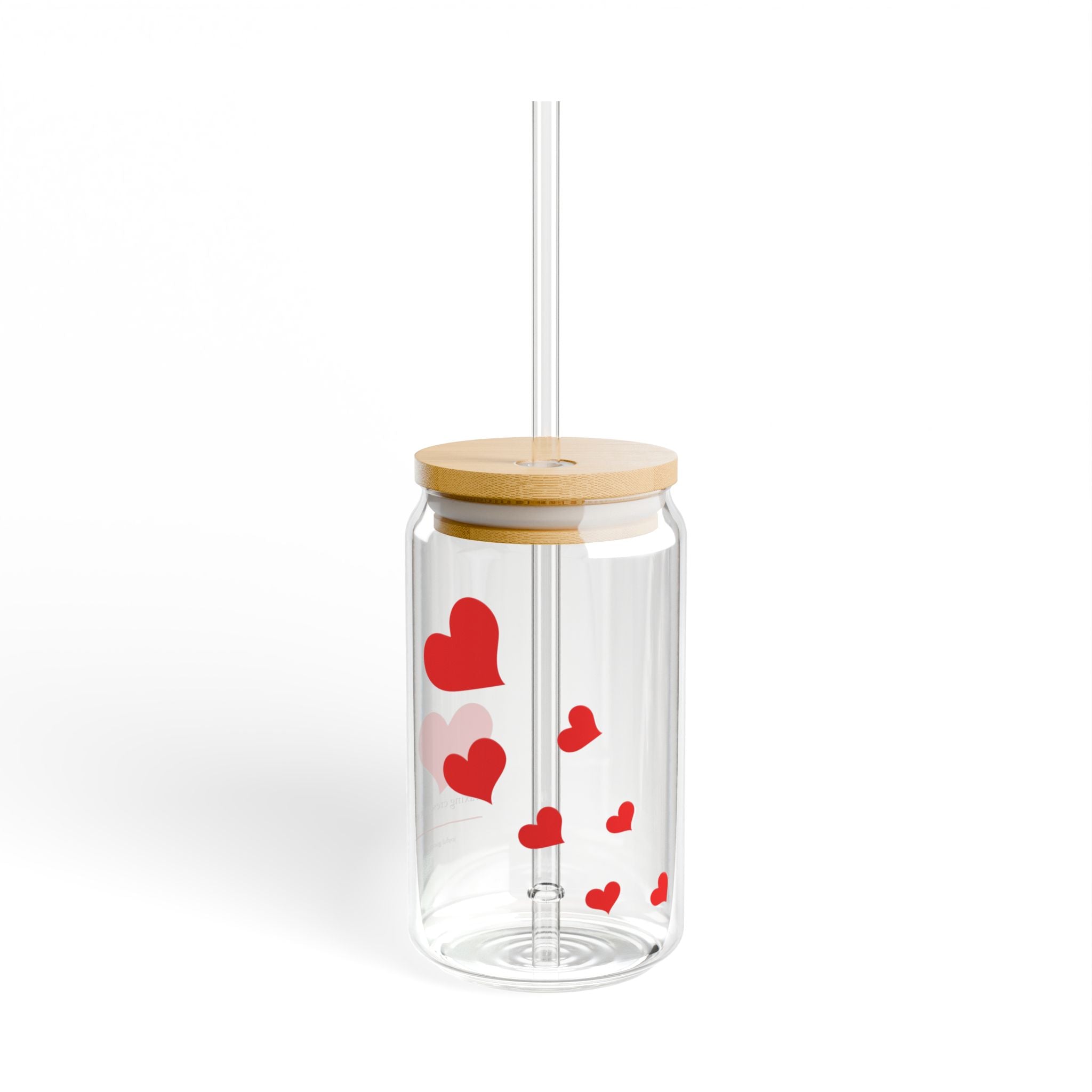 16oz Sipper Glass with Bamboo Lid & Straw [lovey hearts]