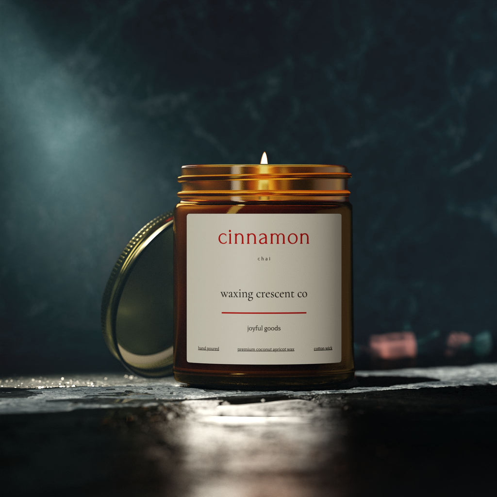Premium Jarred Candle:  Cinnamon Chai Scented Amber Jar