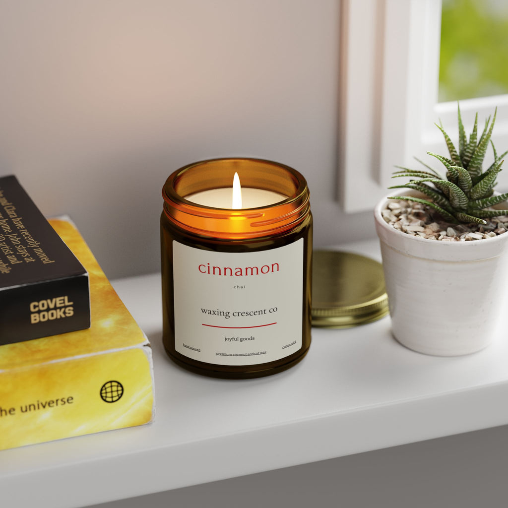 Premium Jarred Candle:  Cinnamon Chai Scented Amber Jar