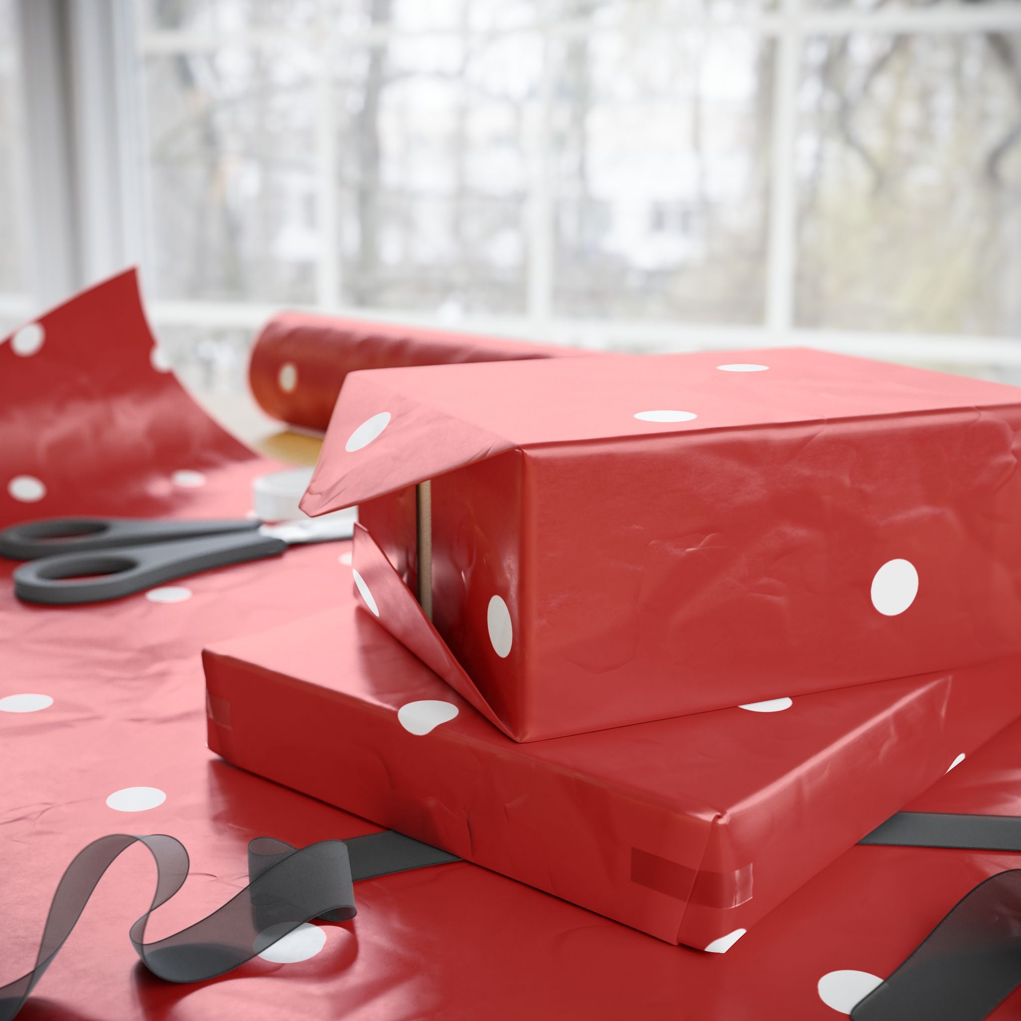 Holiday Gift Wrap:  Holly, Jolly Red Dot