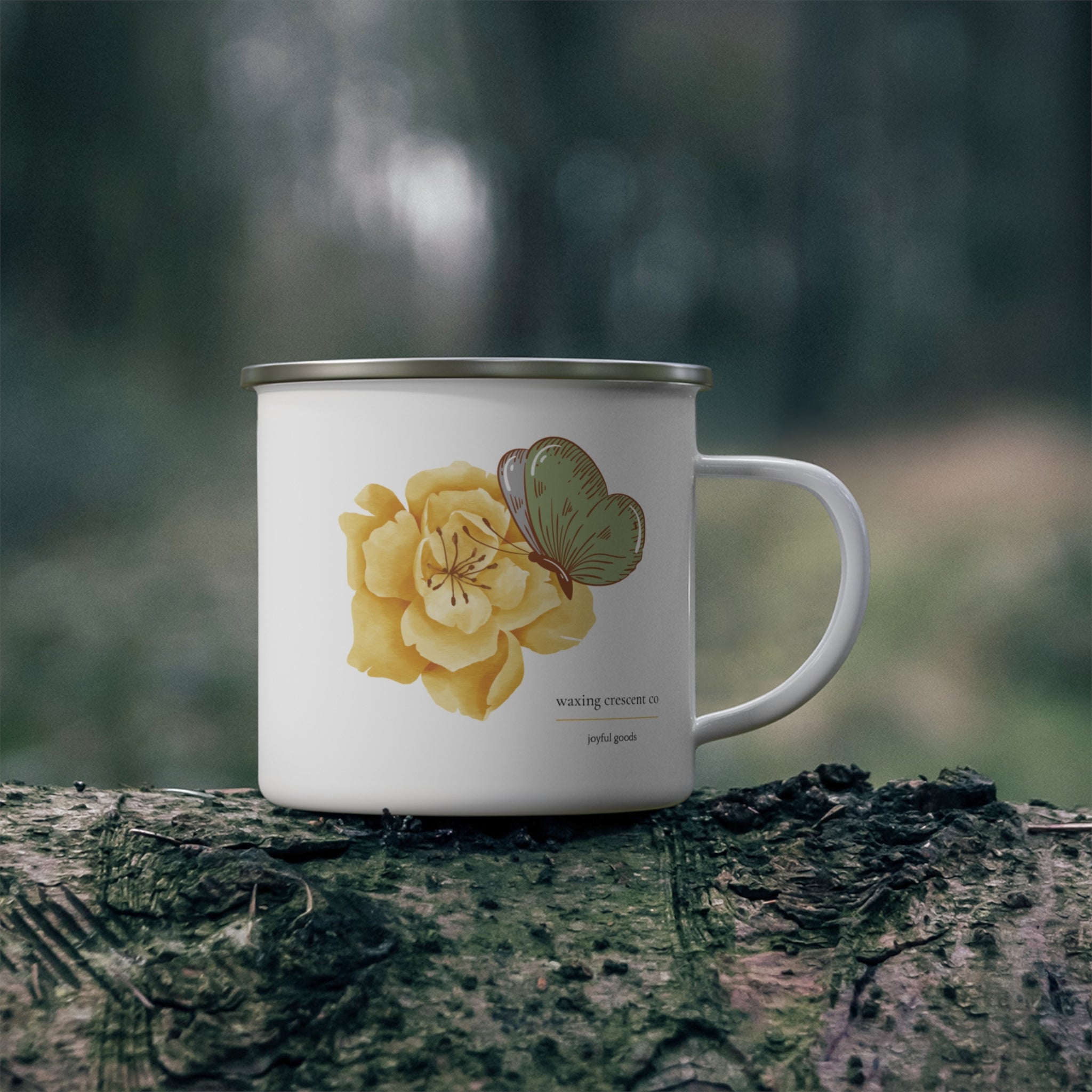 Butterfly and Flower Enamel Mug — Limited Edition