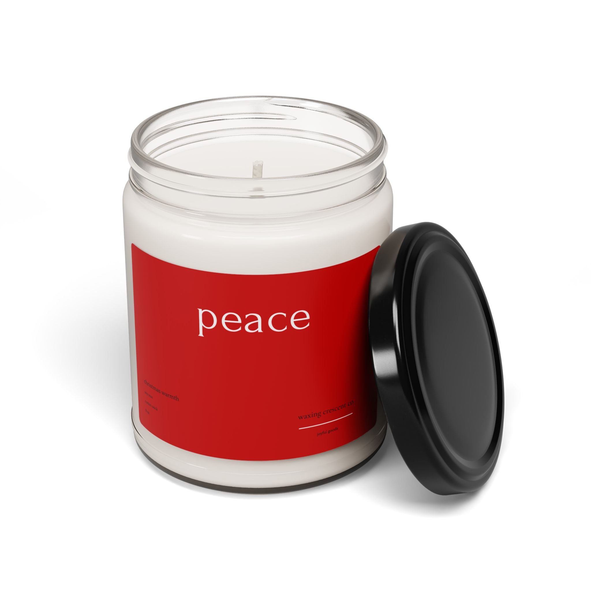 Holiday 'Peace' Soy Jar Candle:  Christmas Warmth Scented