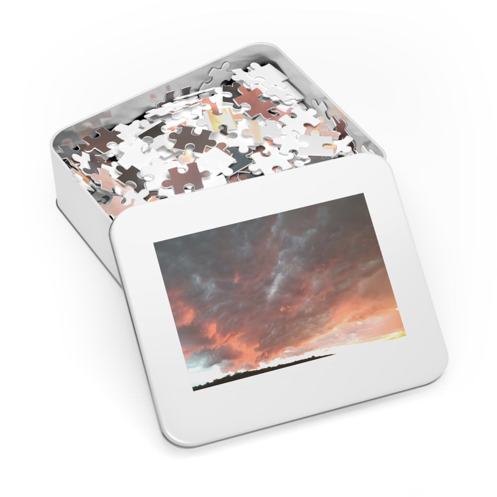 Jigsaw Puzzle with Tin:  Clouds are Coming