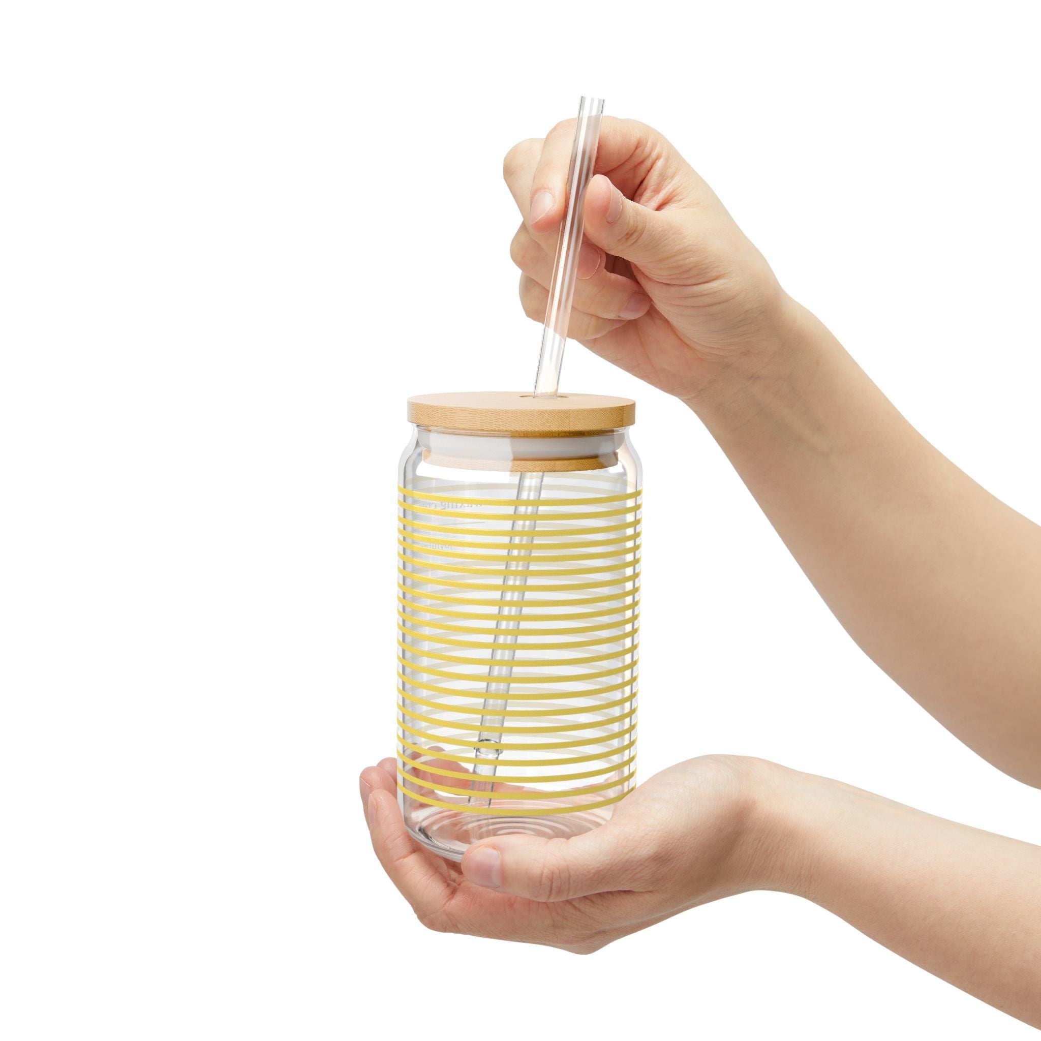 16oz Sipper Glass with Bamboo Lid & Straw [butter stripe]