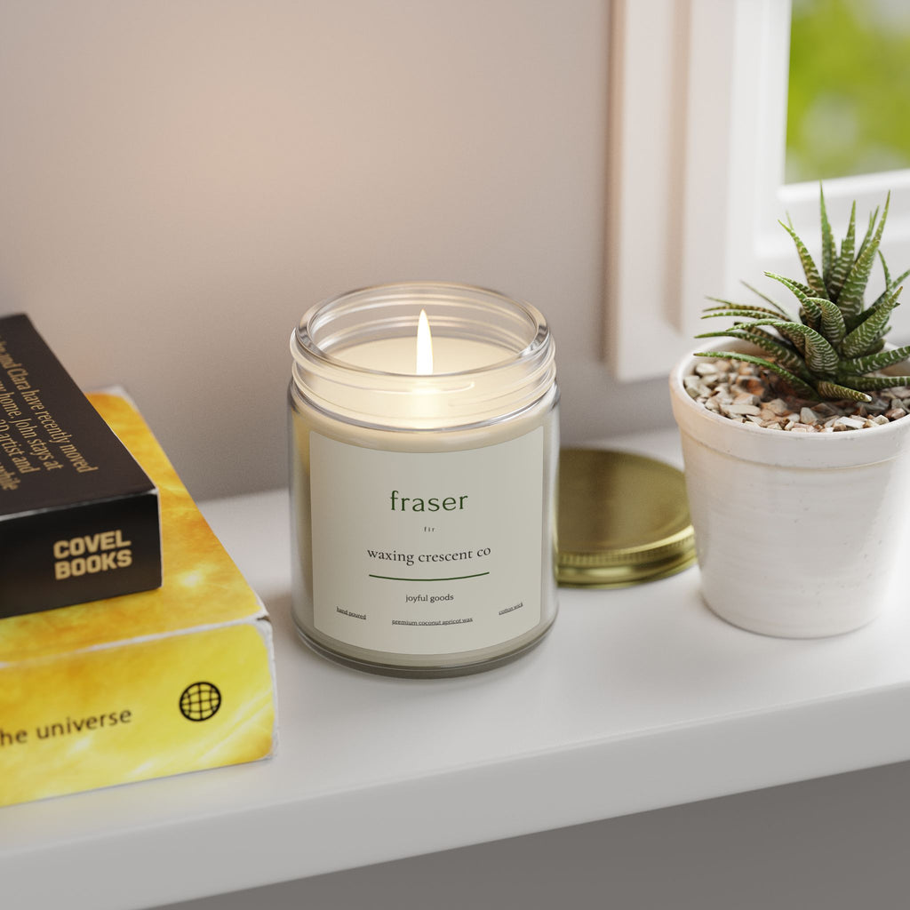 Premium Jarred Candle:  Fraser Fir Scented Clear Jar