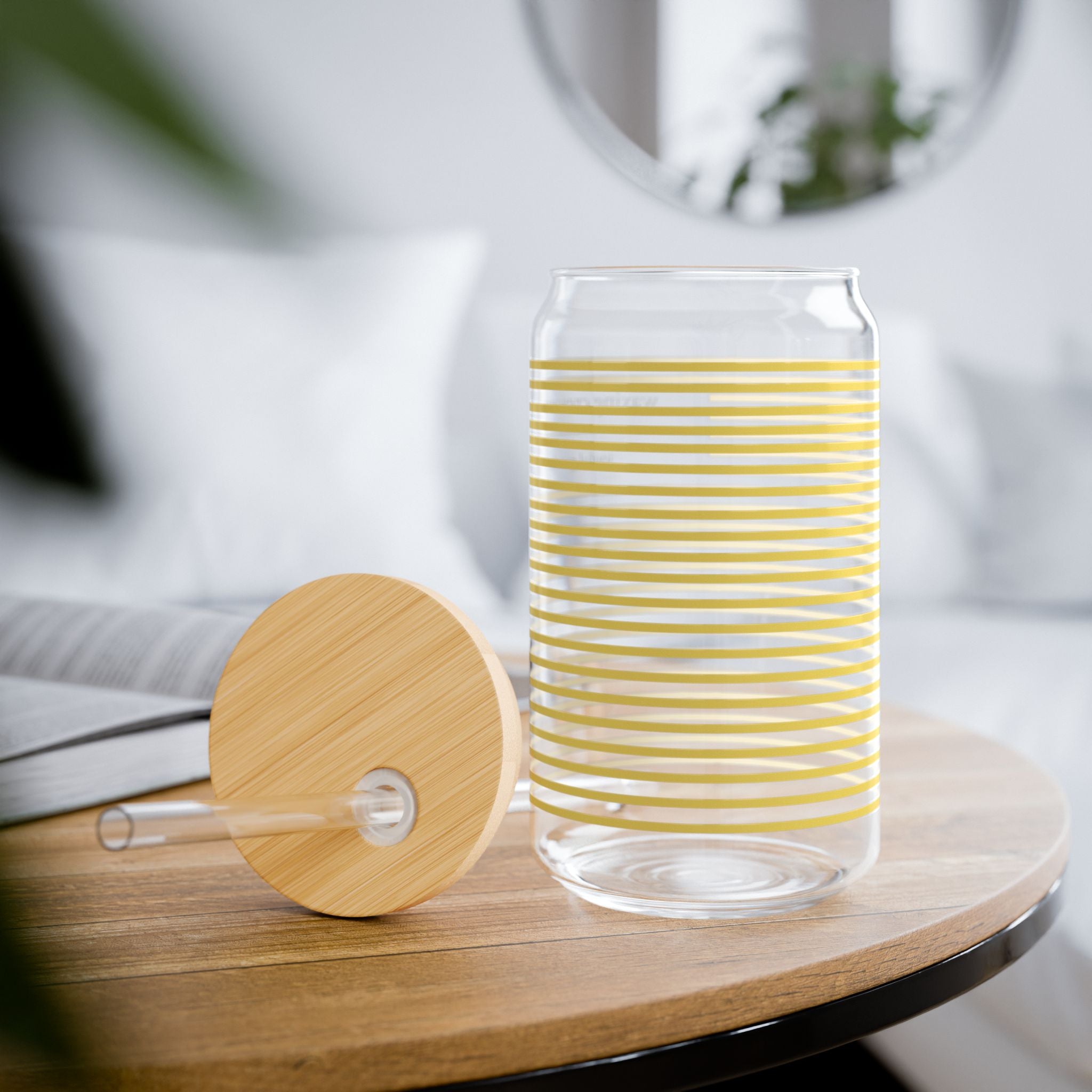 16oz Sipper Glass with Bamboo Lid & Straw [butter stripe]
