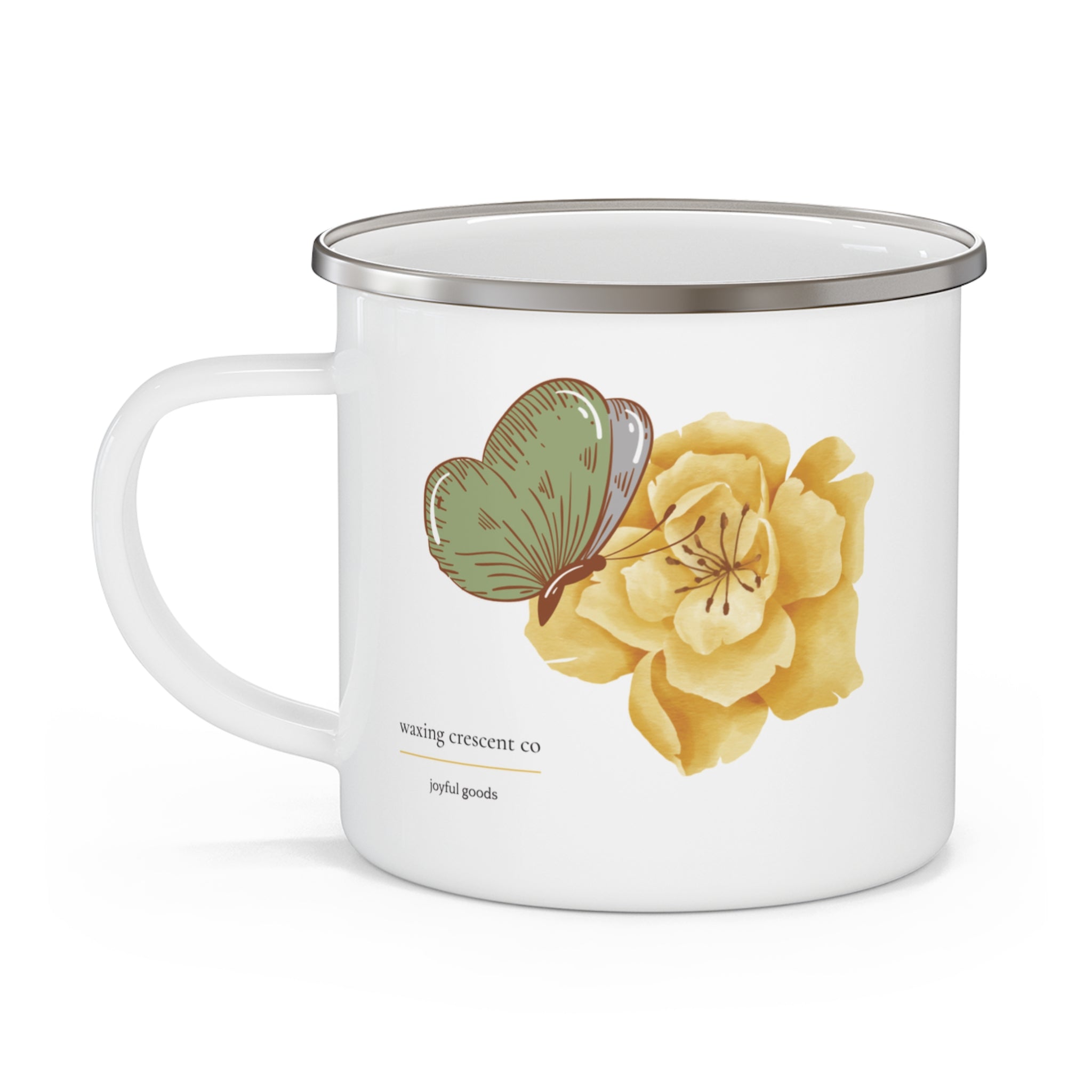 Butterfly and Flower Enamel Mug — Limited Edition