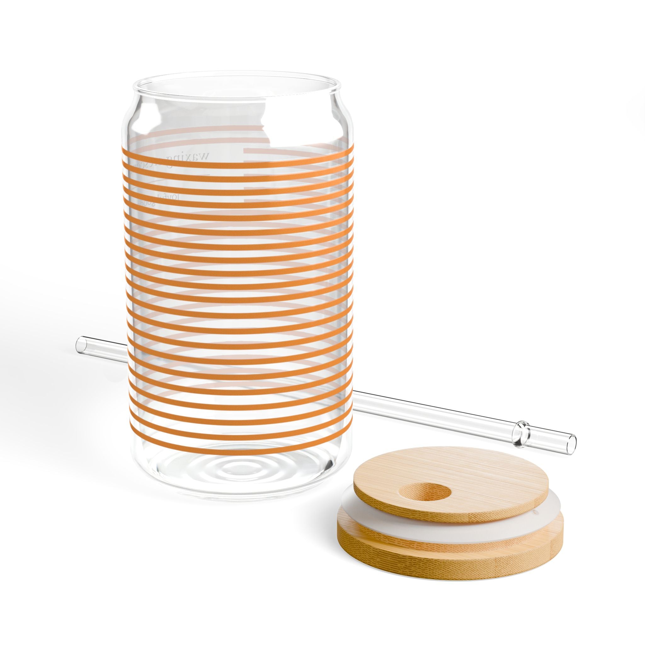 16oz Sipper Glass with Bamboo Lid & Straw [orangecream stripe]