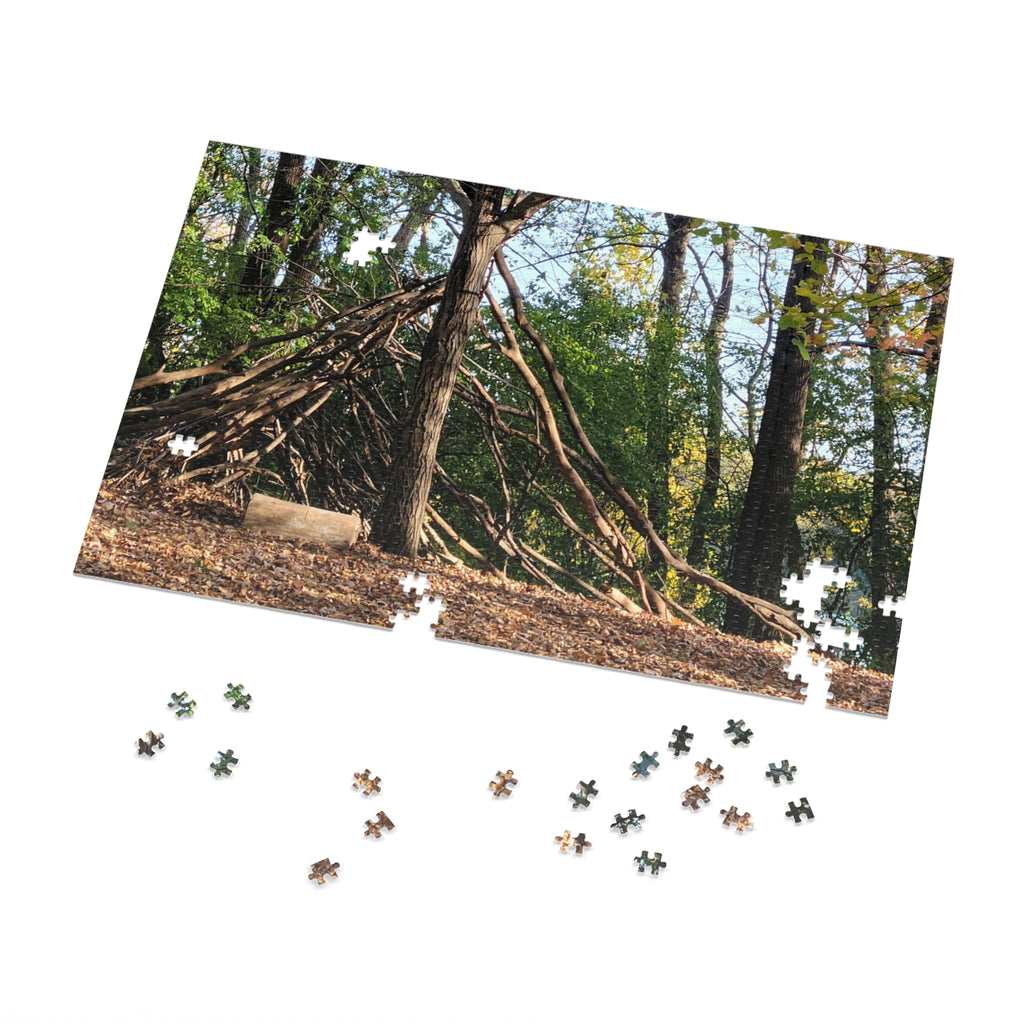 Jigsaw Puzzle with Tin:  Refuge off the Path