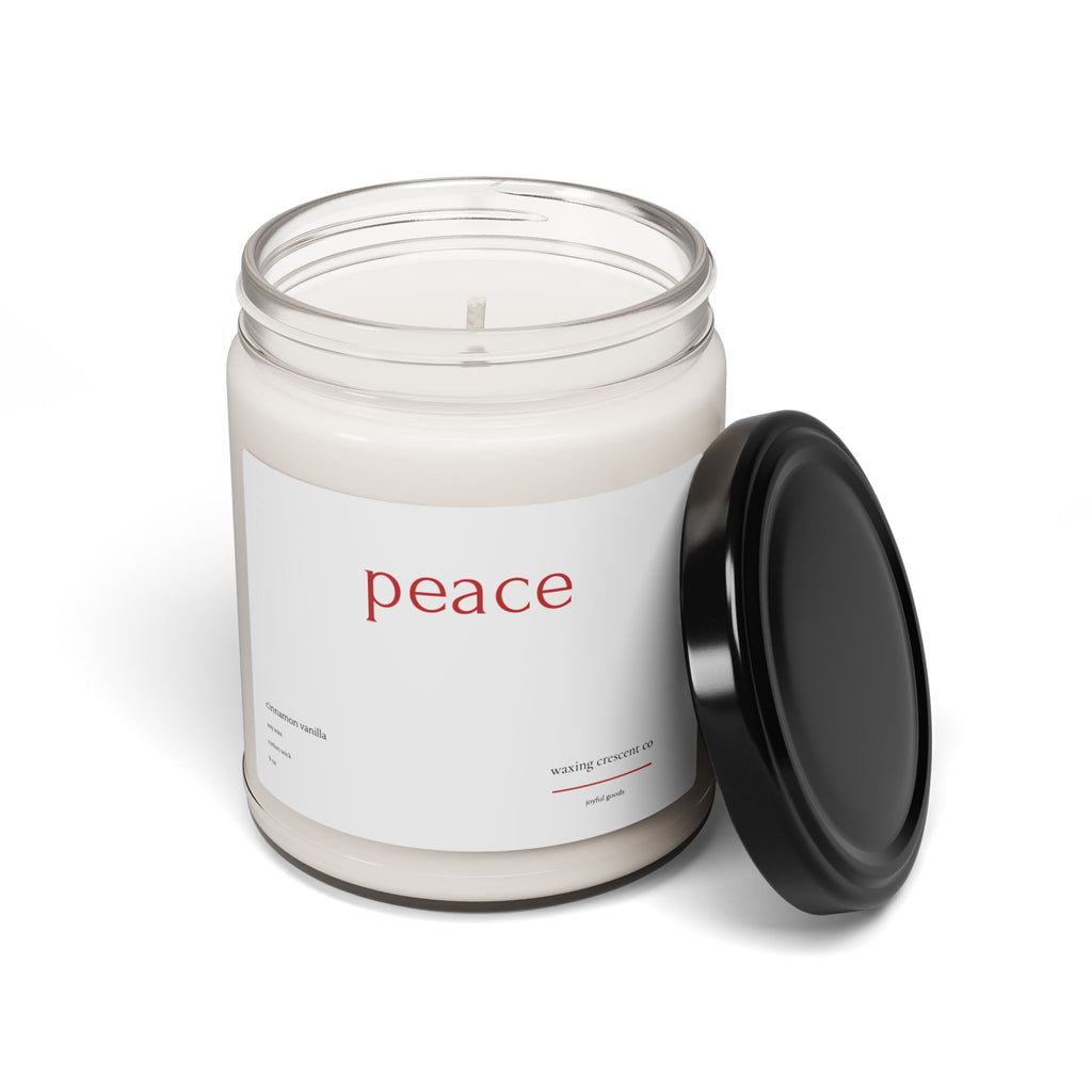 Holiday 'Peace' Soy Jar Candle:  Cinnamon Vanilla Scented