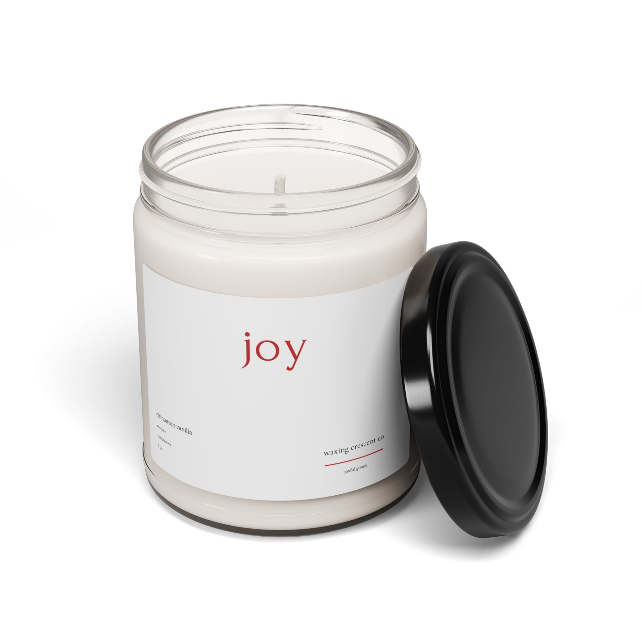Holiday 'Joy' Soy Jar Candle:  Cinnamon Vanilla Scented
