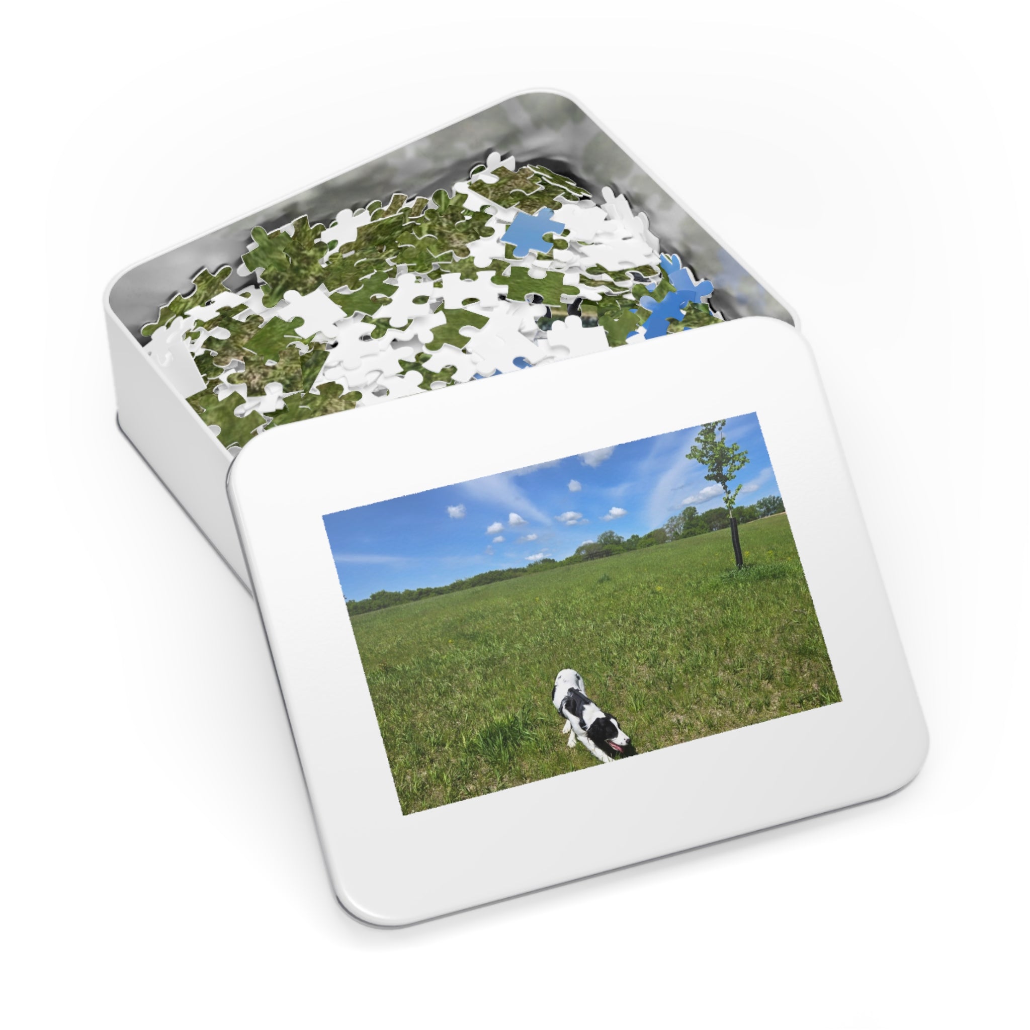 Jigsaw Puzzle with Tin:  Racing the Clouds