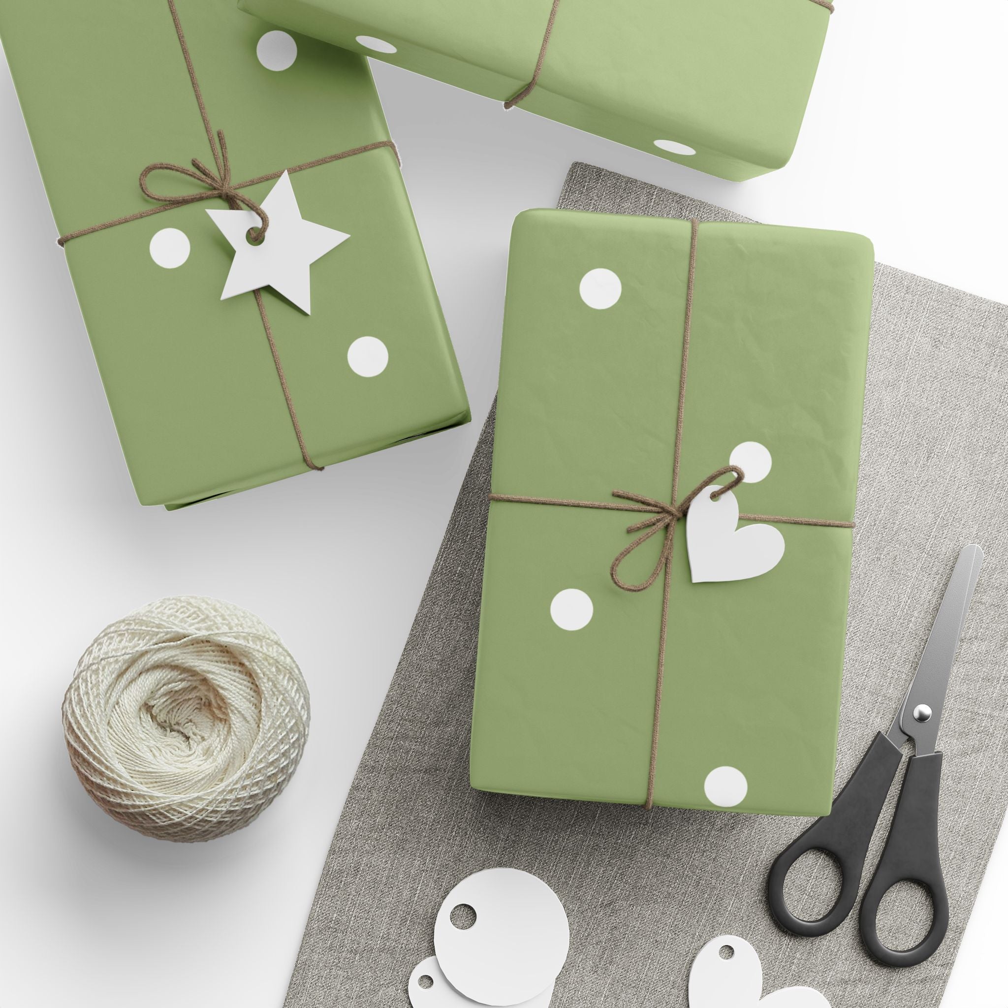 Holiday Gift Wrap:  Holly, Jolly Green Dot