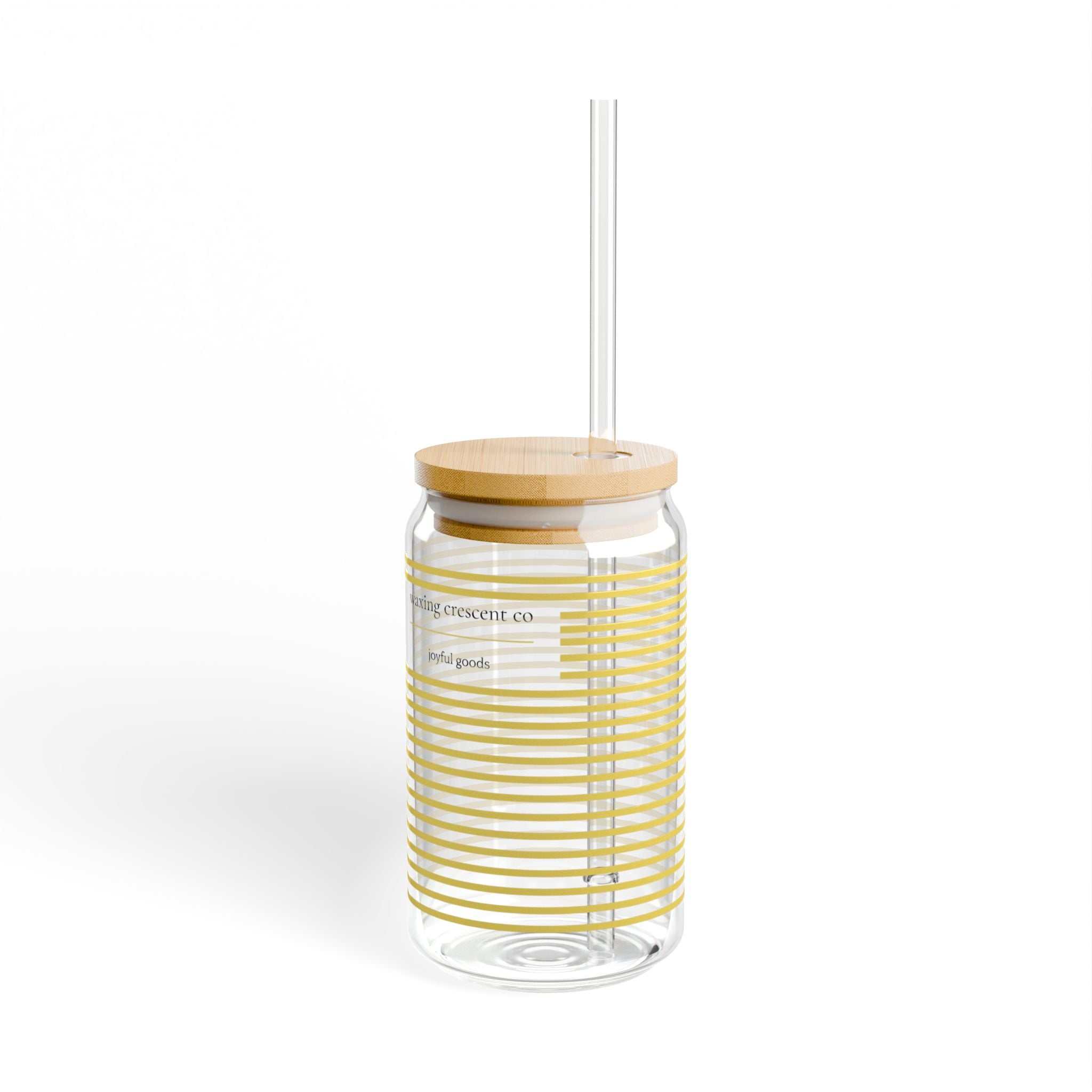 16oz Sipper Glass with Bamboo Lid & Straw [butter stripe]