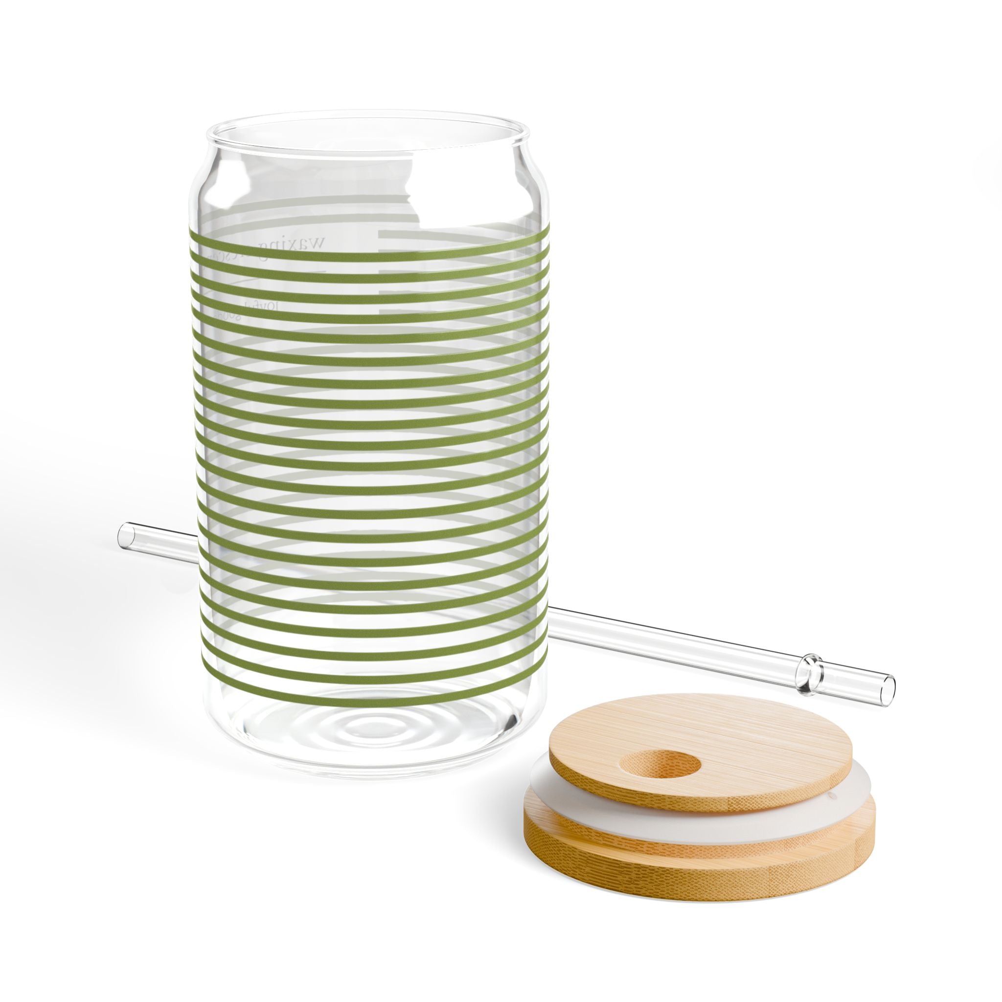 16oz Sipper Glass with Bamboo Lid & Straw [greengrass stripe]